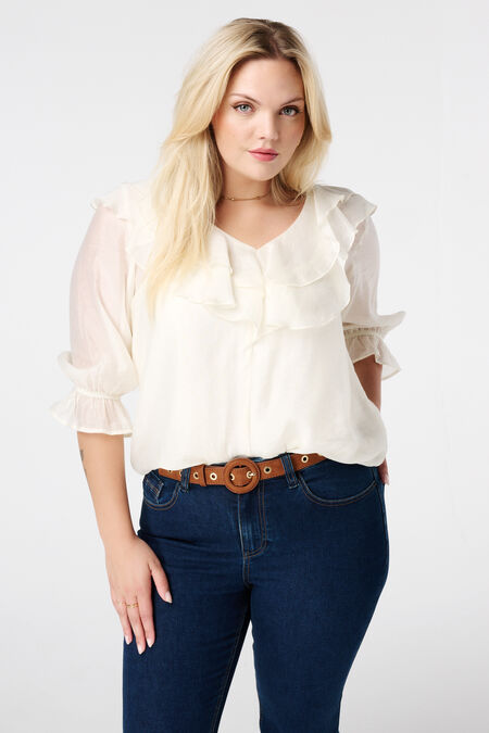 Bluse mit Rüschen und Puffärmeln Bluse mit Rüschen und Puffärmeln