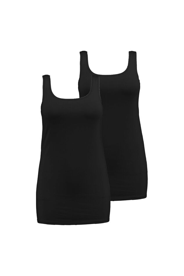 Langes Baumwoll-Singlet - Zweierpack image number 1