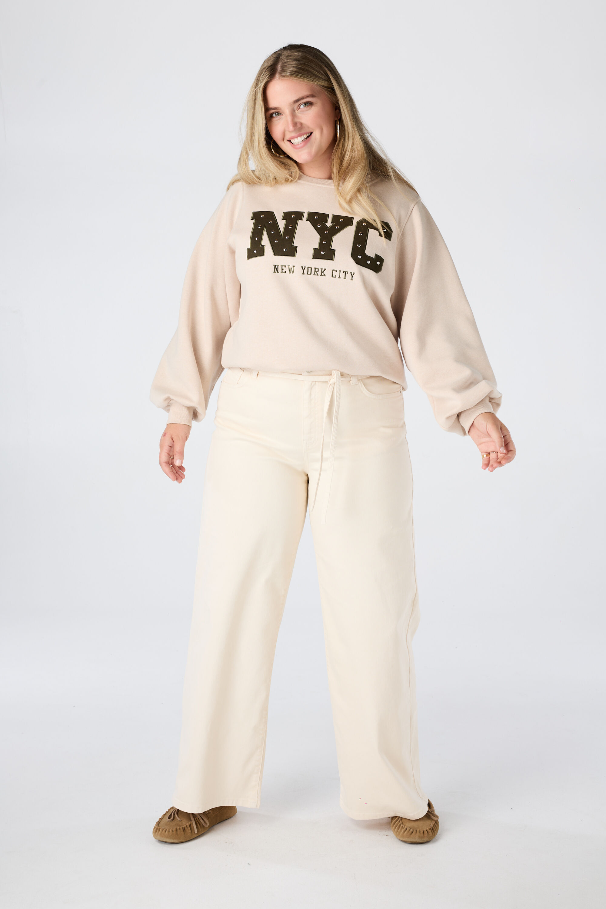 Wide Leg Jeans mit Bindekordel