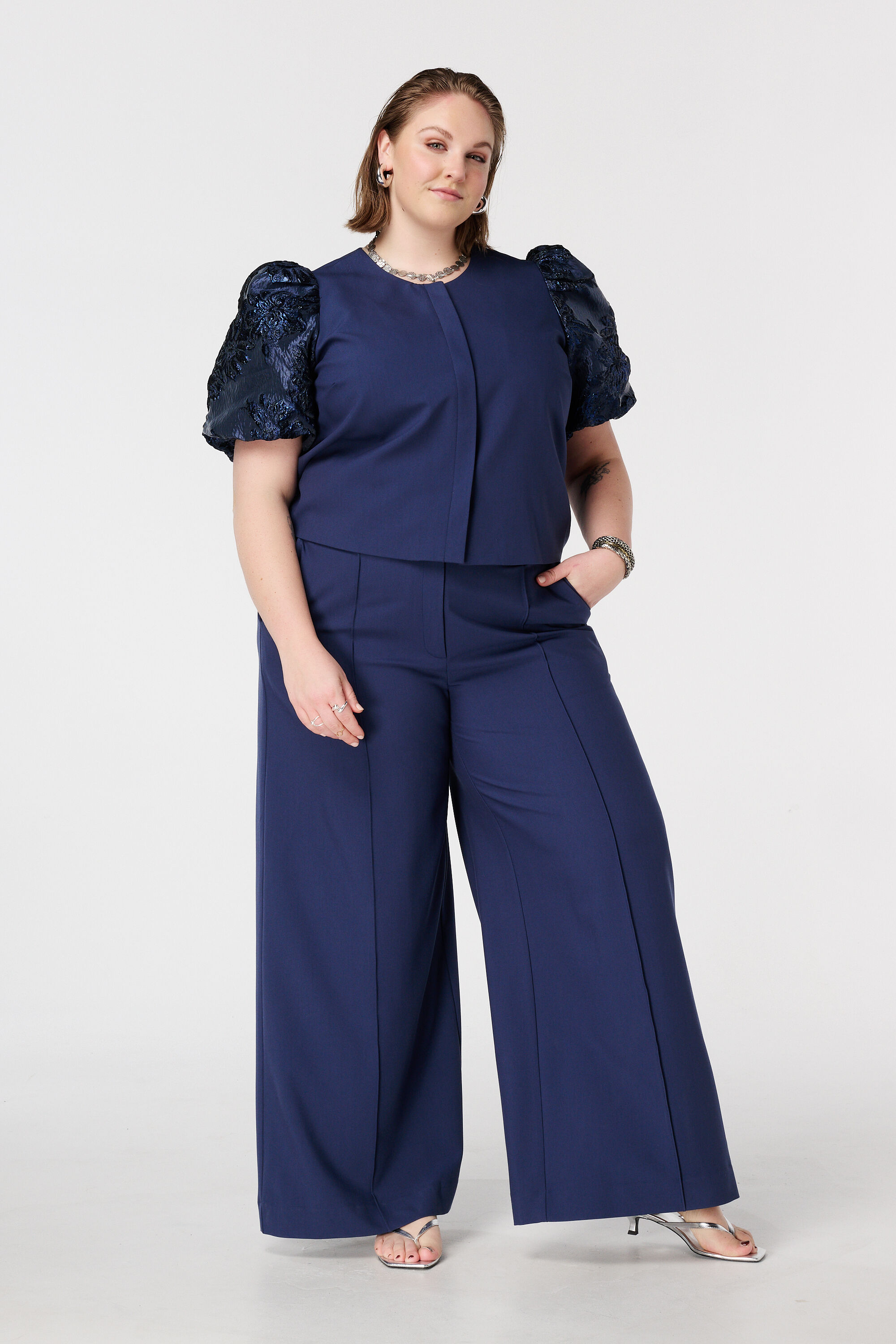 Top mit Jacquard&auml;rmeln image number 5