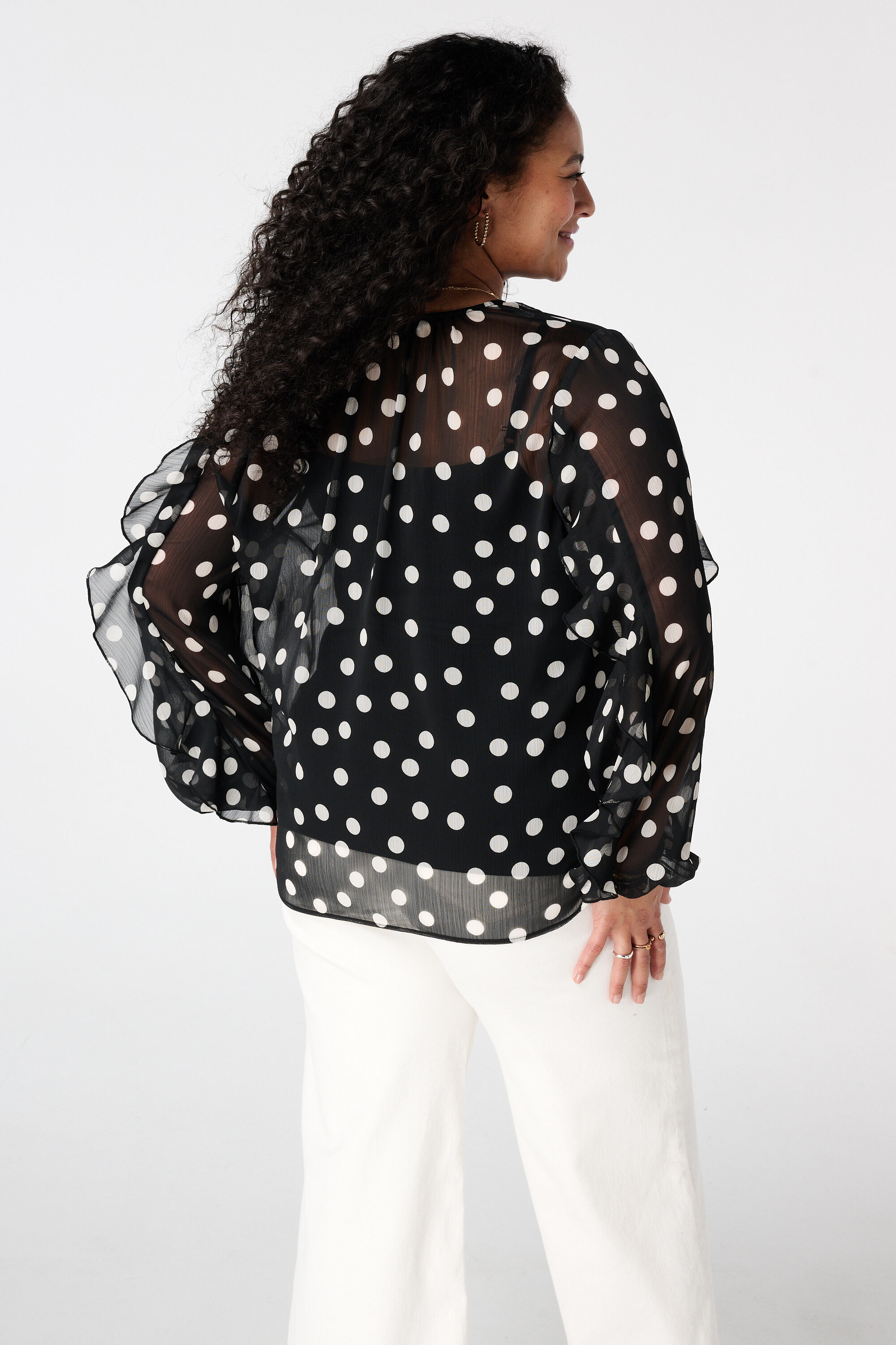 Bluse aus Mesh mit Volants image number 3