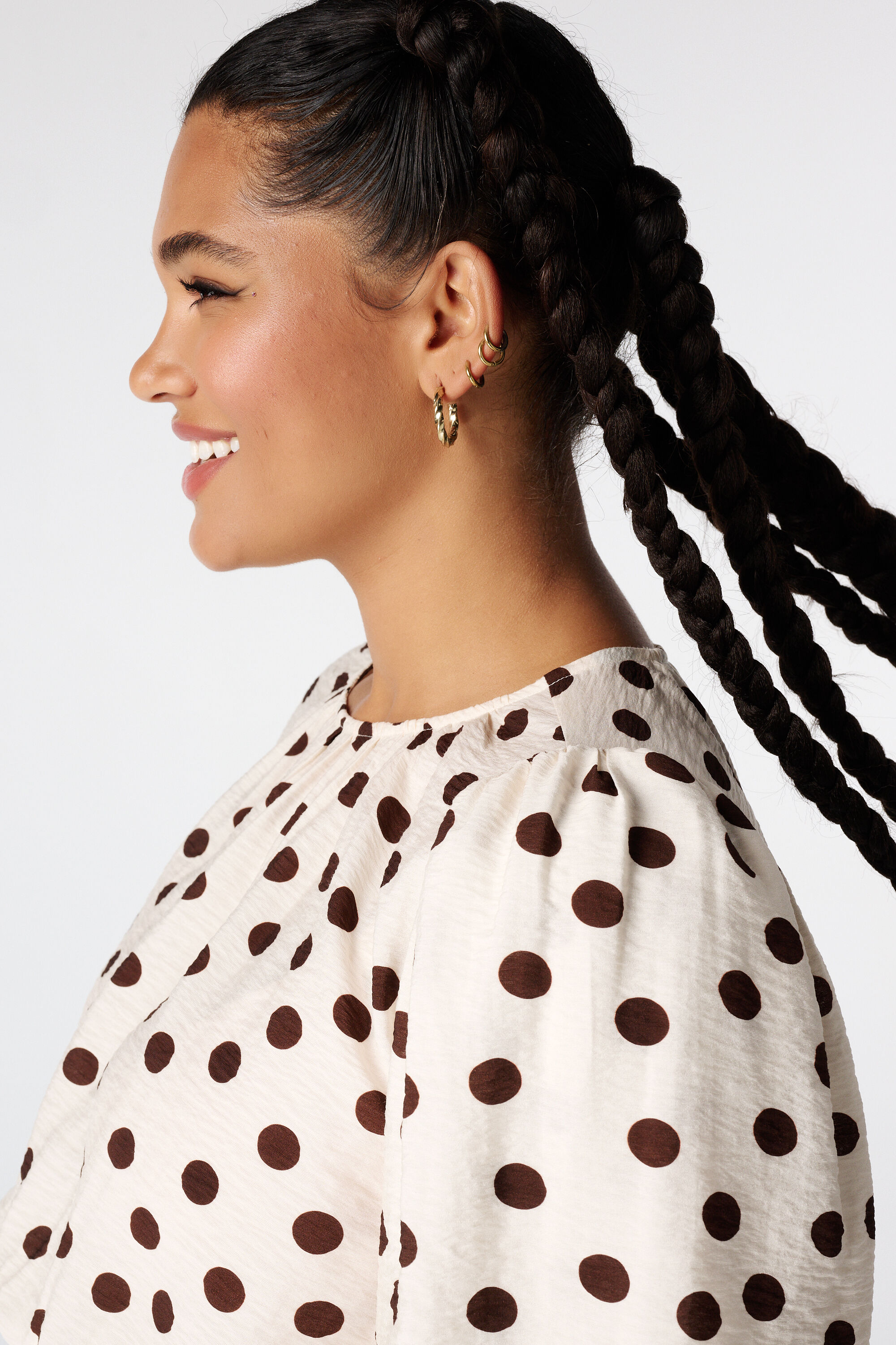 Taillierte Bluse mit Polka Dot Muster image number 4