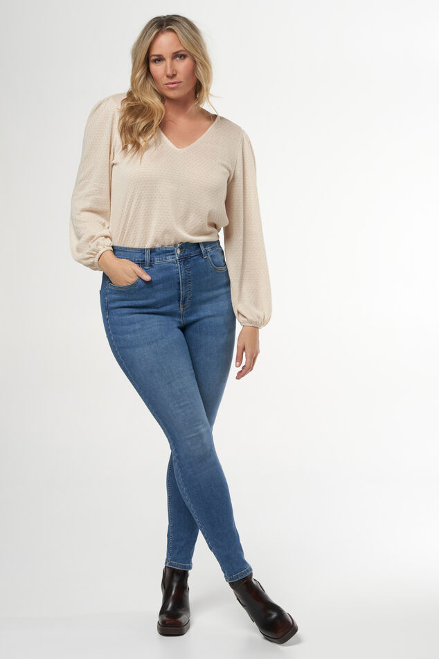 Skinny-Leg-Jeans mit hoher Taille CHERRY image 6