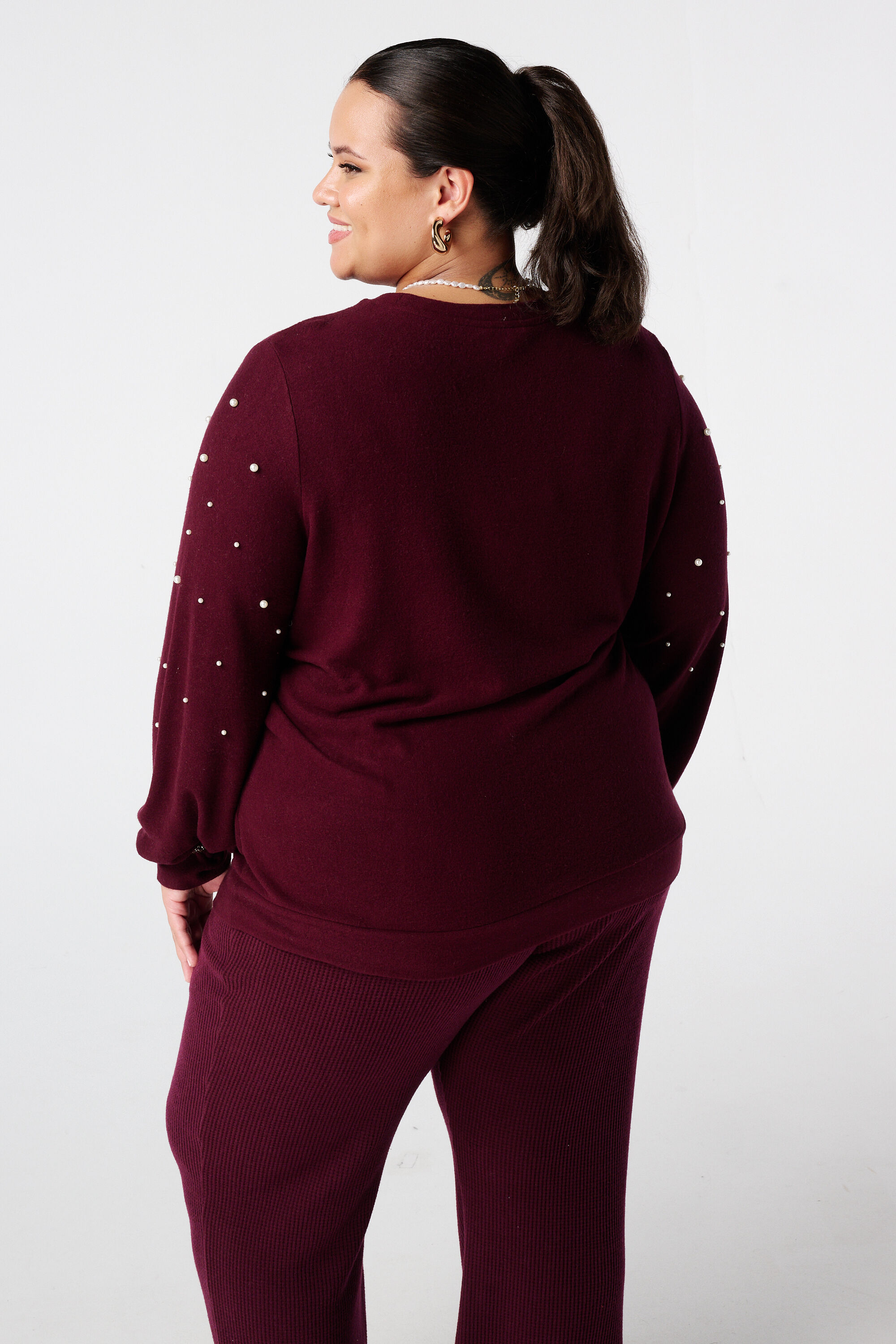 Brushed Sweater mit Perlenaufdruck image number 3