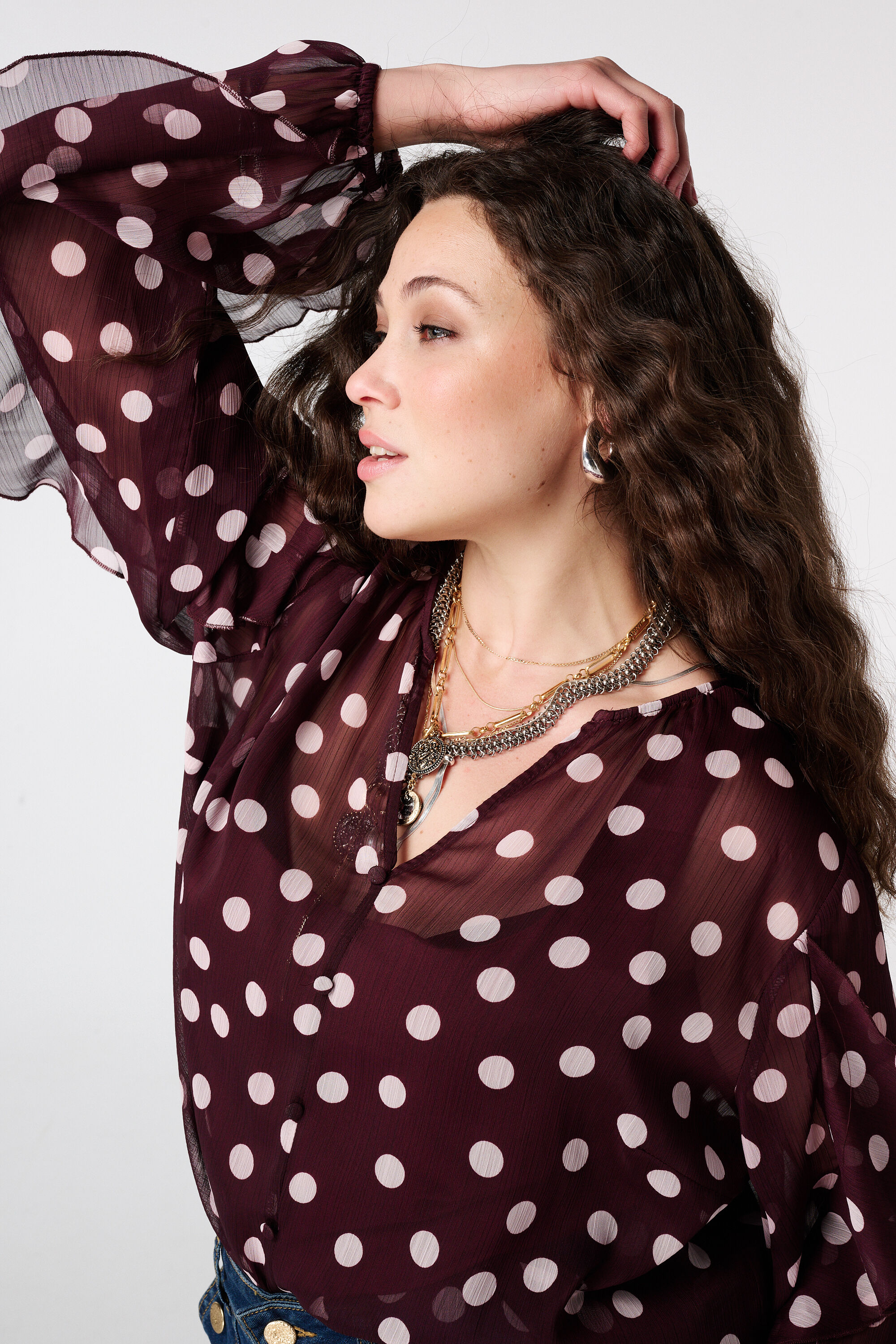 Bluse aus Mesh mit Volants image number 4