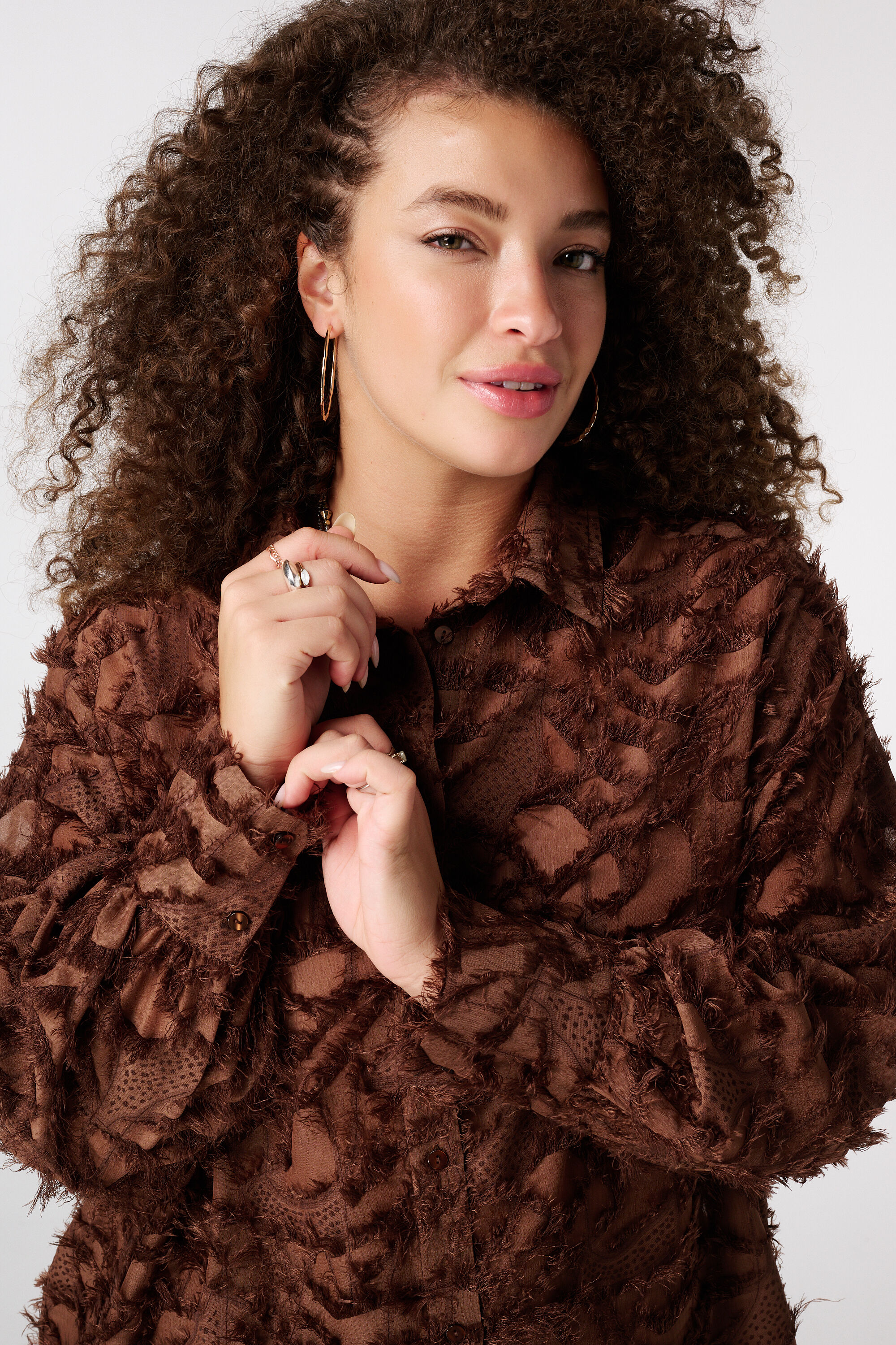 Flauschige Bluse mit Print image number 4