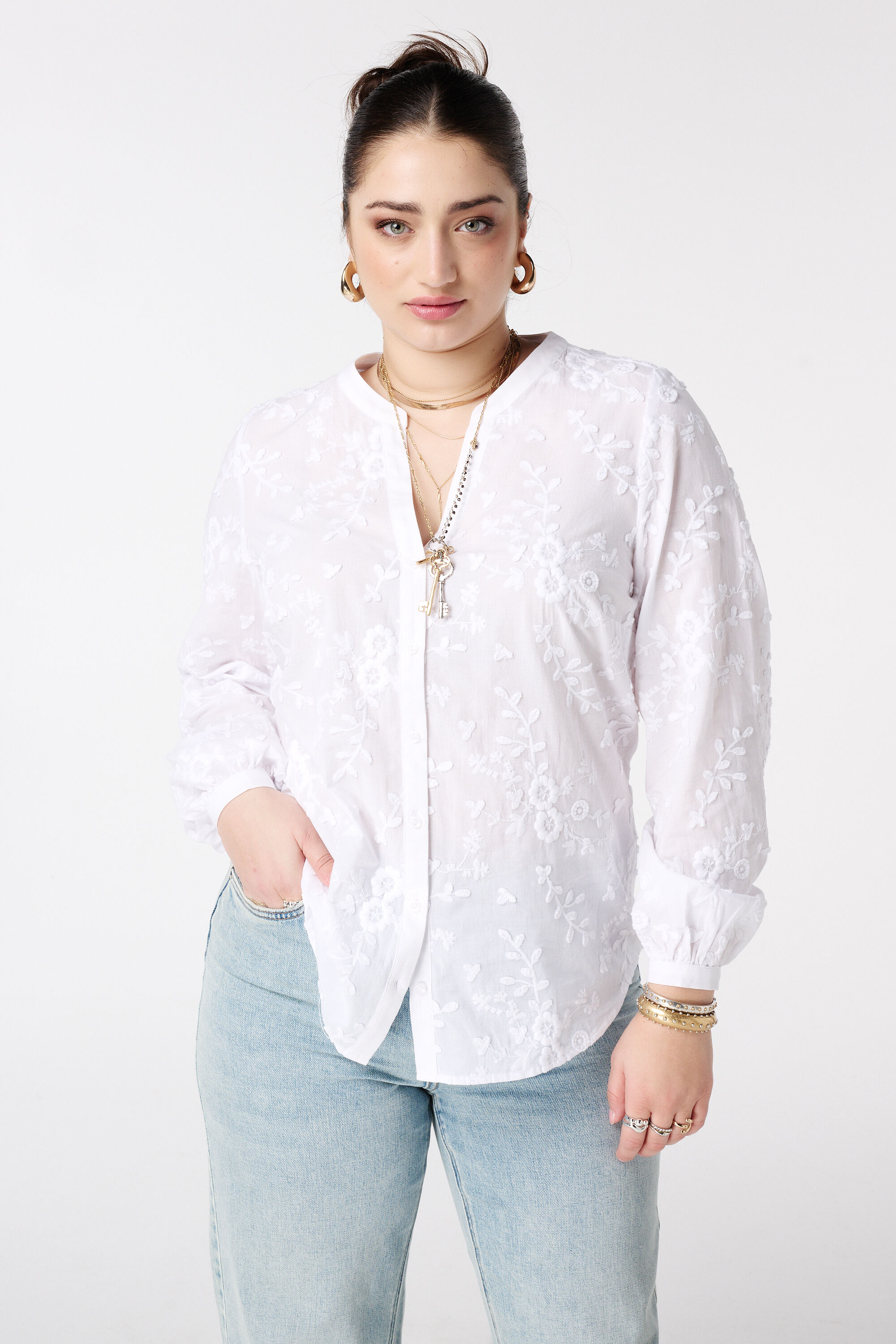 Bluse mit 3D-Blumenprint