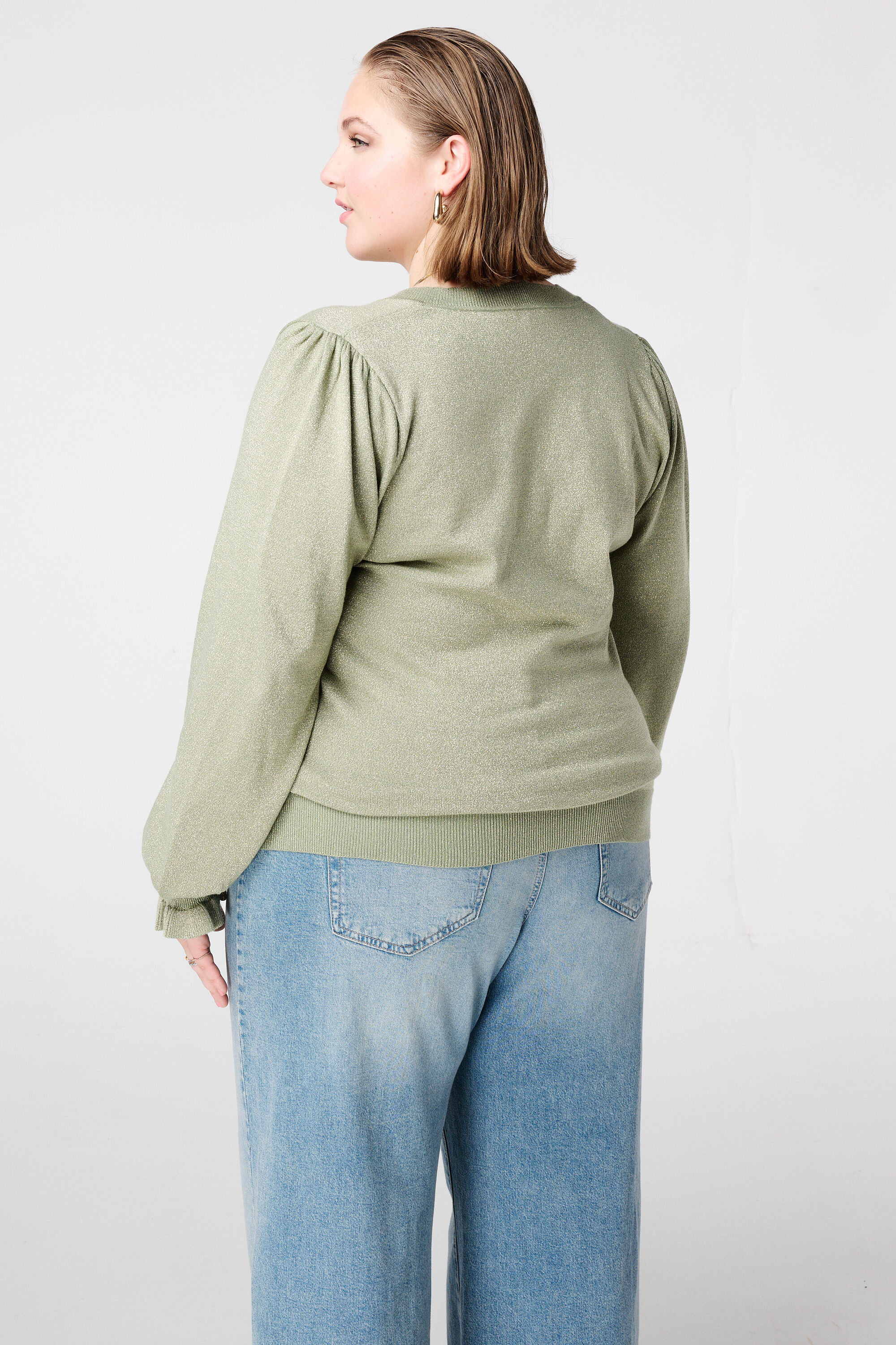 Lurex-Pullover mit R&uuml;schen&auml;rmeln image number 3