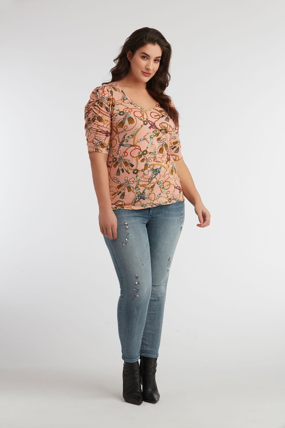 T-Shirt mit &Auml;rmeln im Knitterlook image number 3