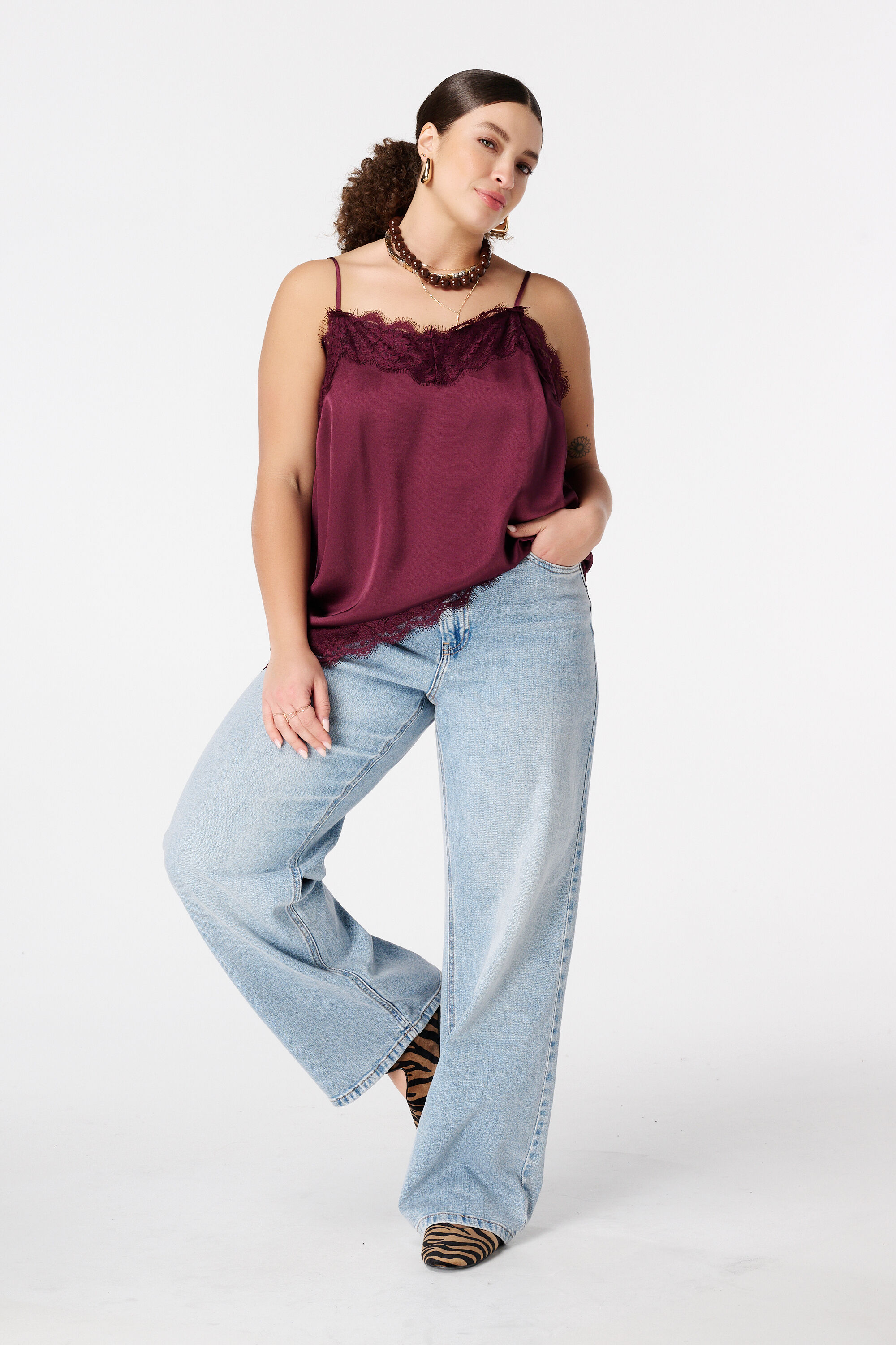 Spaghetti-Bluse mit Spitze image number 5