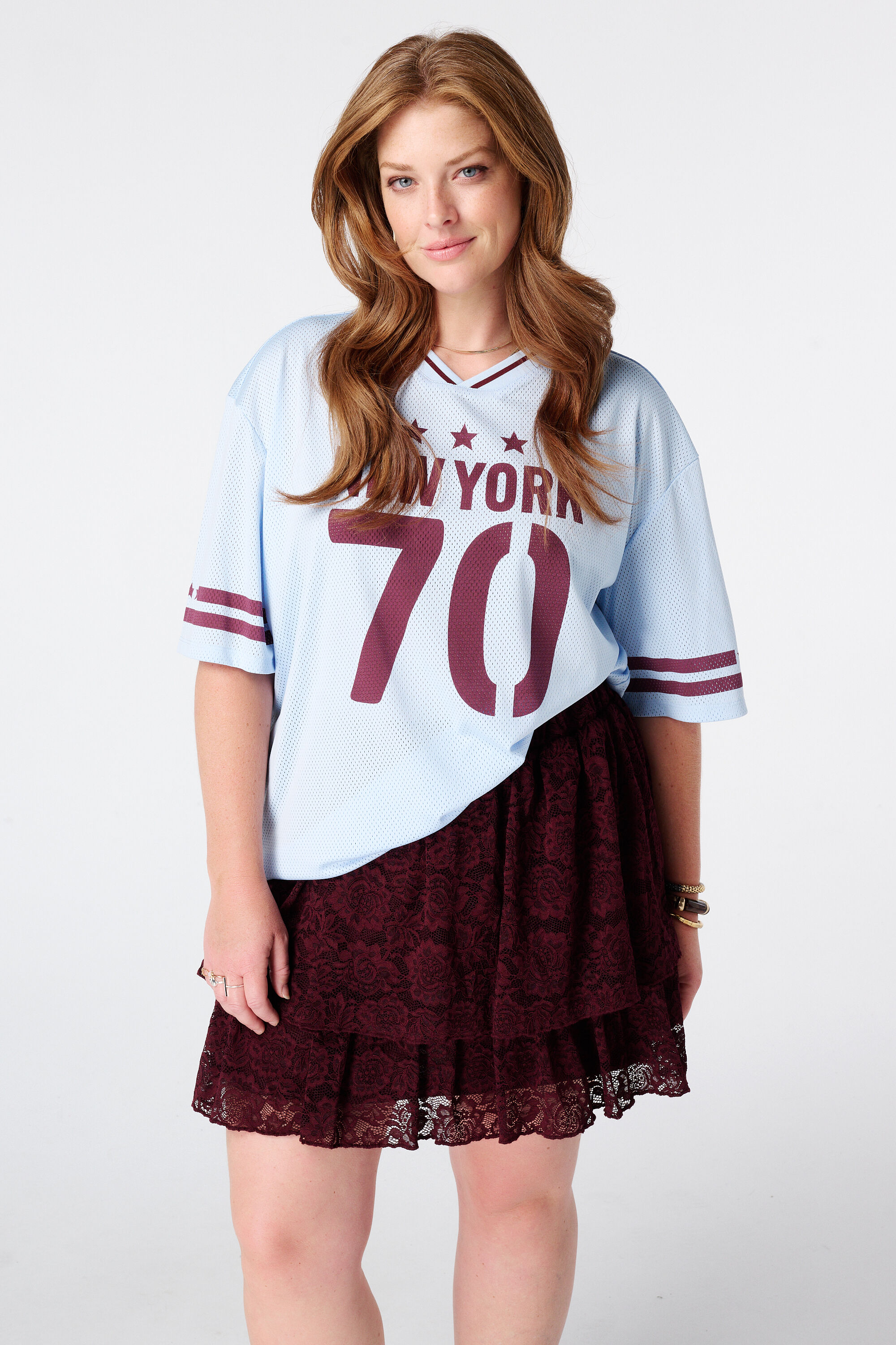 Oversized Jersey mit sportivem Print