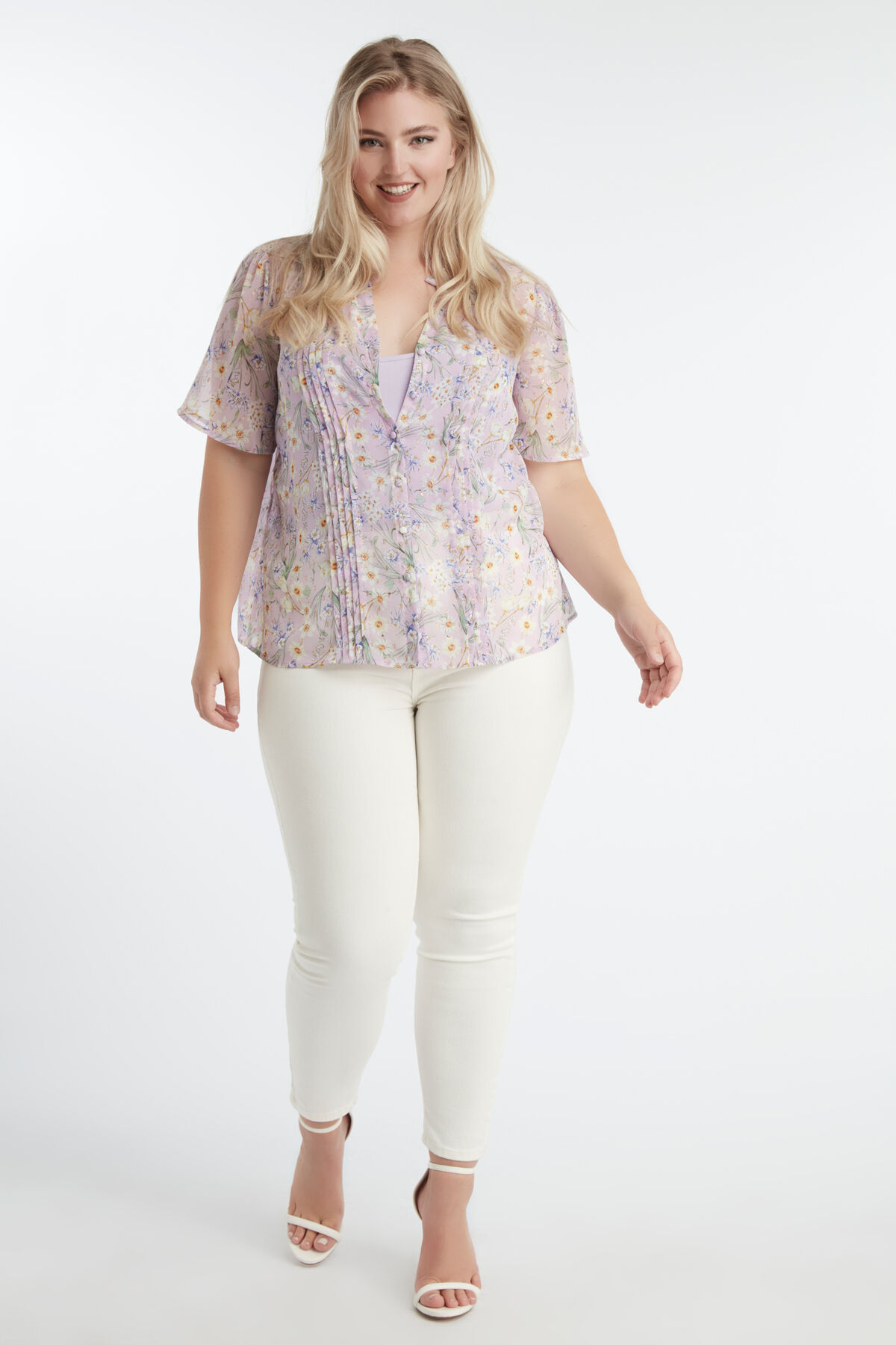 Bluse mit floralem Print und Lurex-Details image number 3