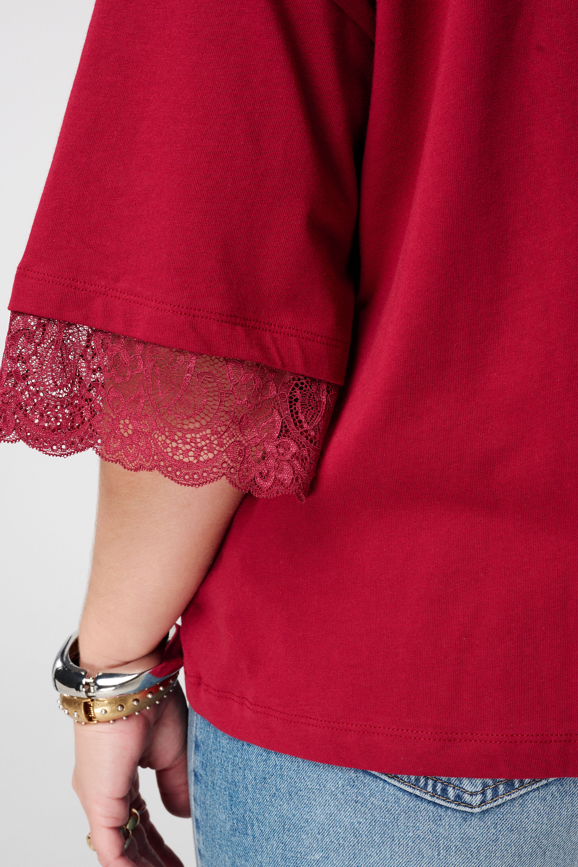 T-Shirt mit Spitzendetails image number 6