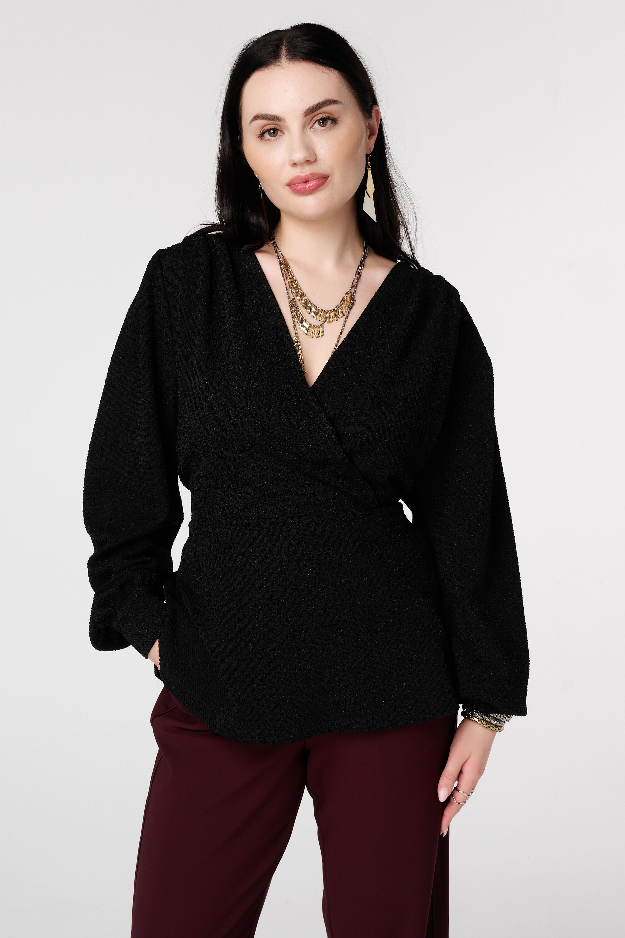 Glitzer-Top im Wickeloptik