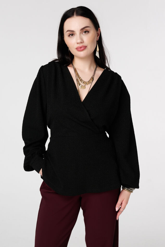 Glitzer-Top im Wickeloptik image number 0