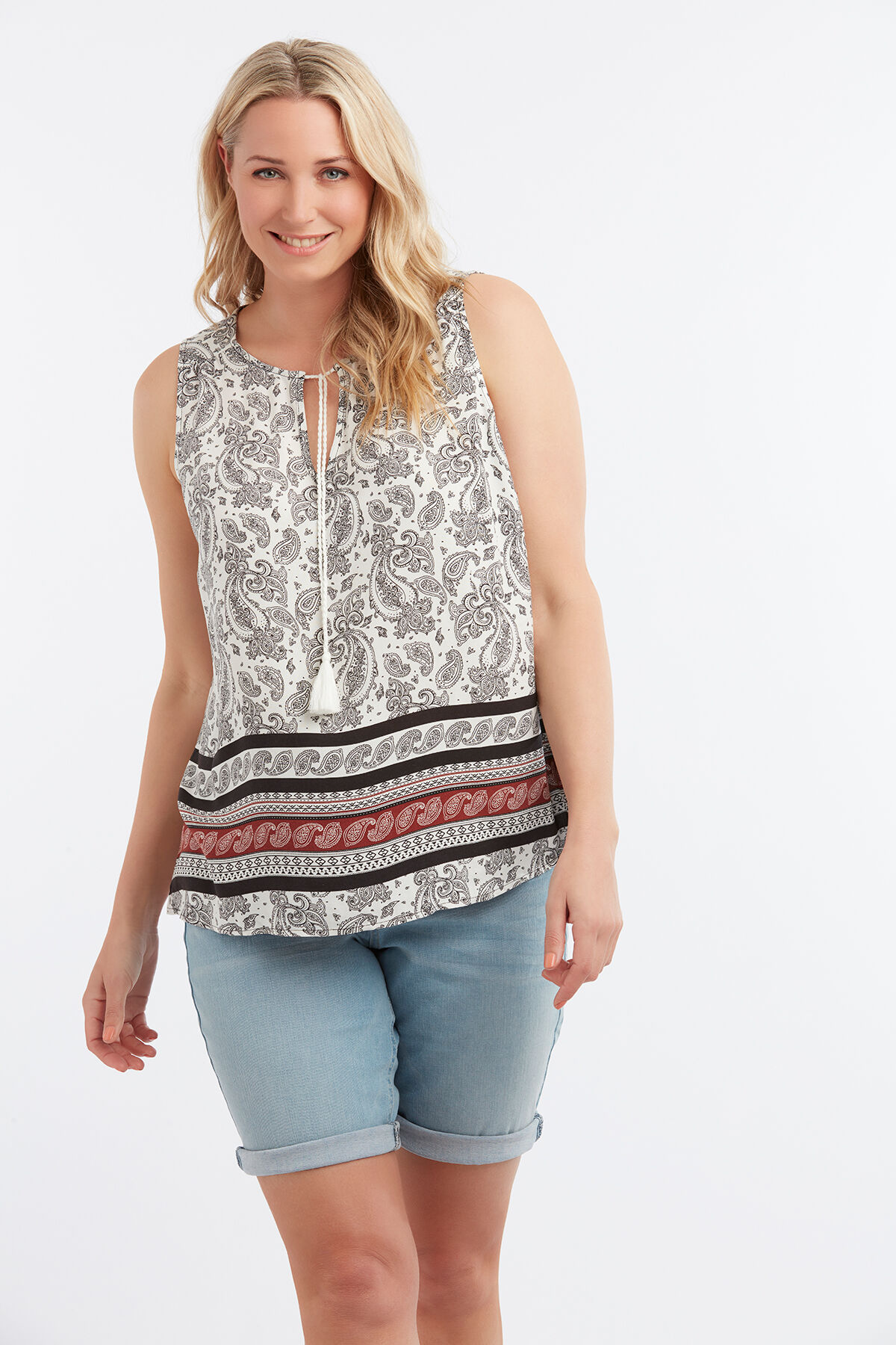 &Auml;rmellose Bluse mit Paisley-Print image number 5