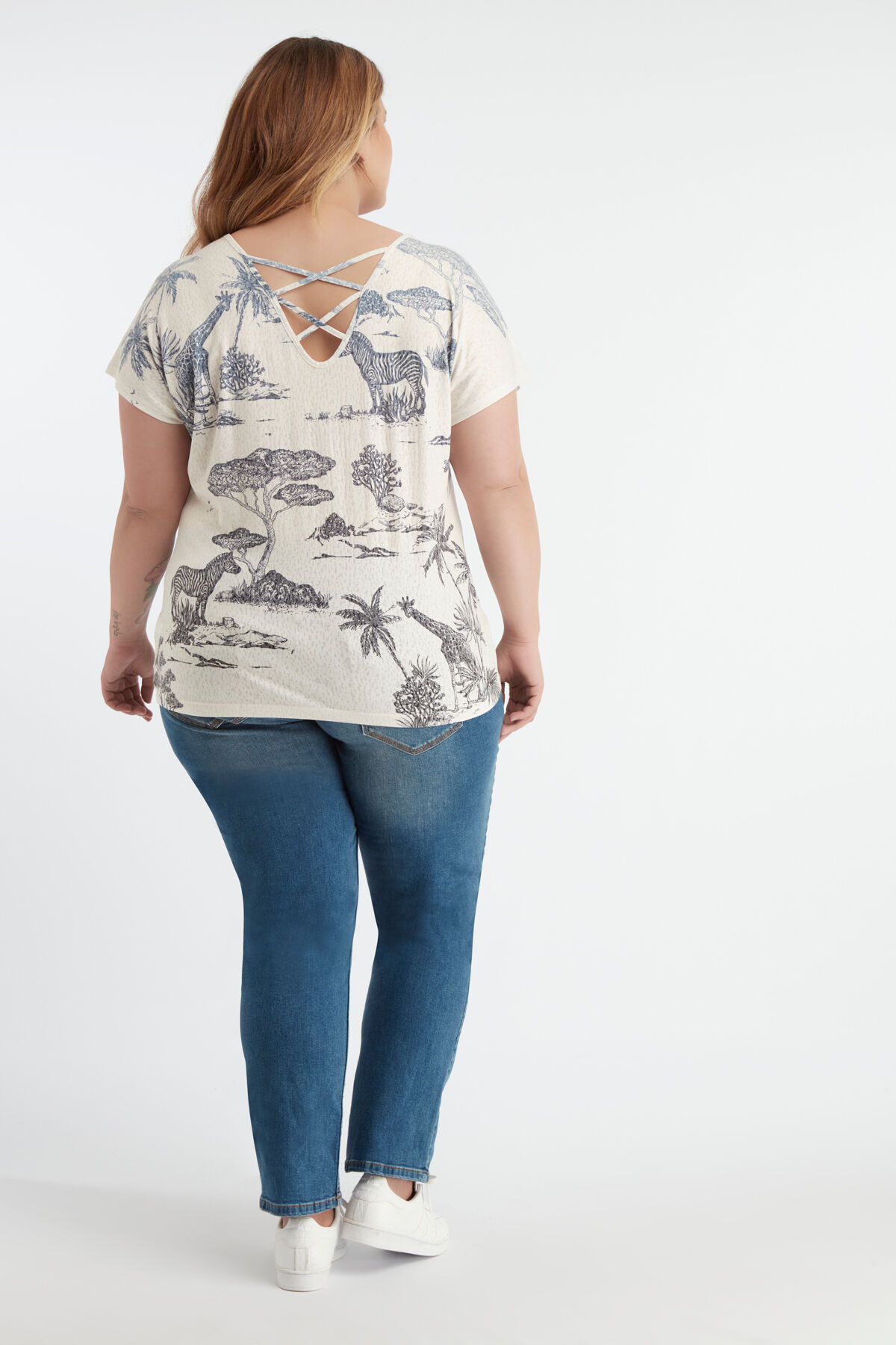 Blau-wei&szlig;es T-Shirt im Safari-Stil image number 4