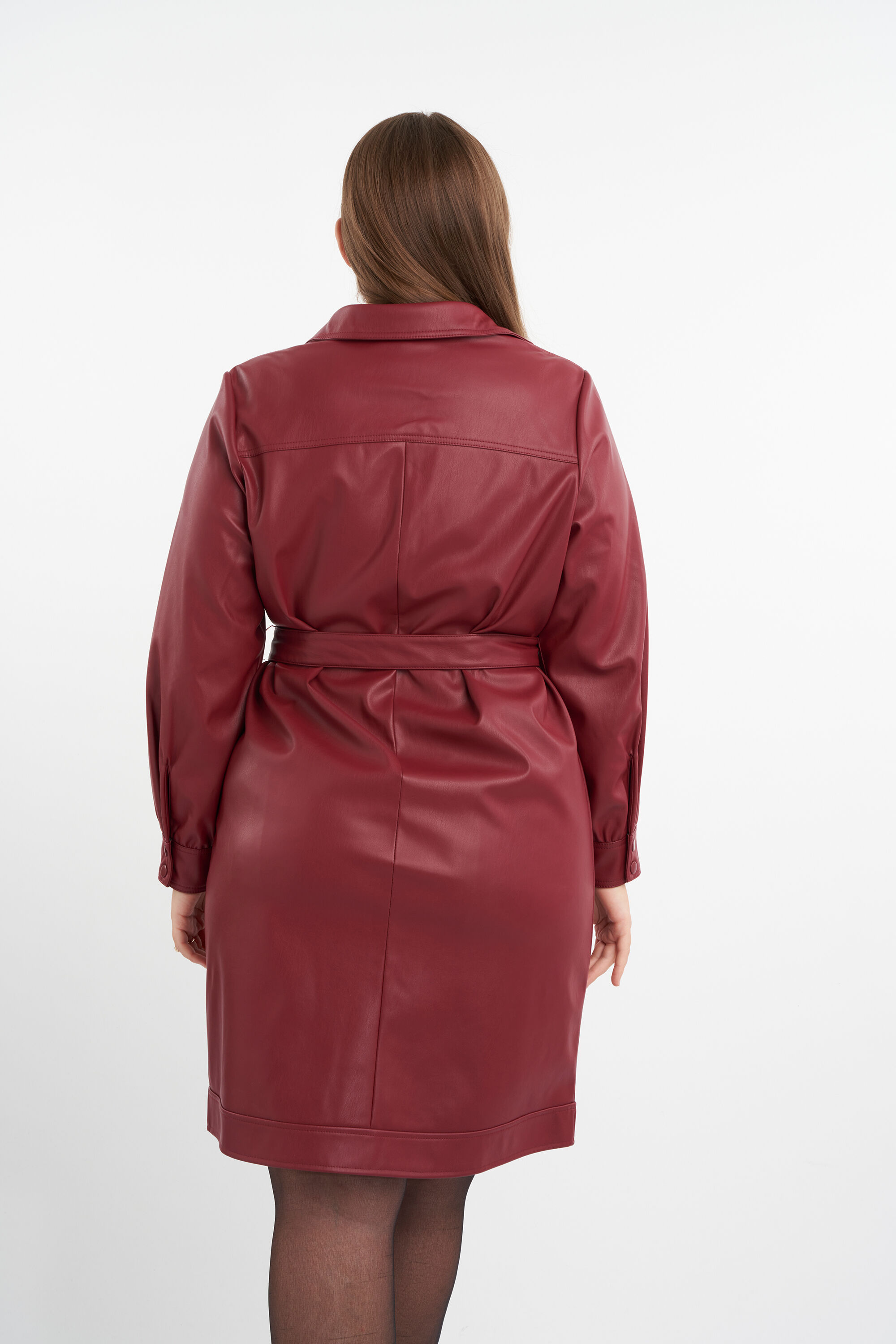 Kunstleder-Kleid mit Bindeg&uuml;rtel image number 4