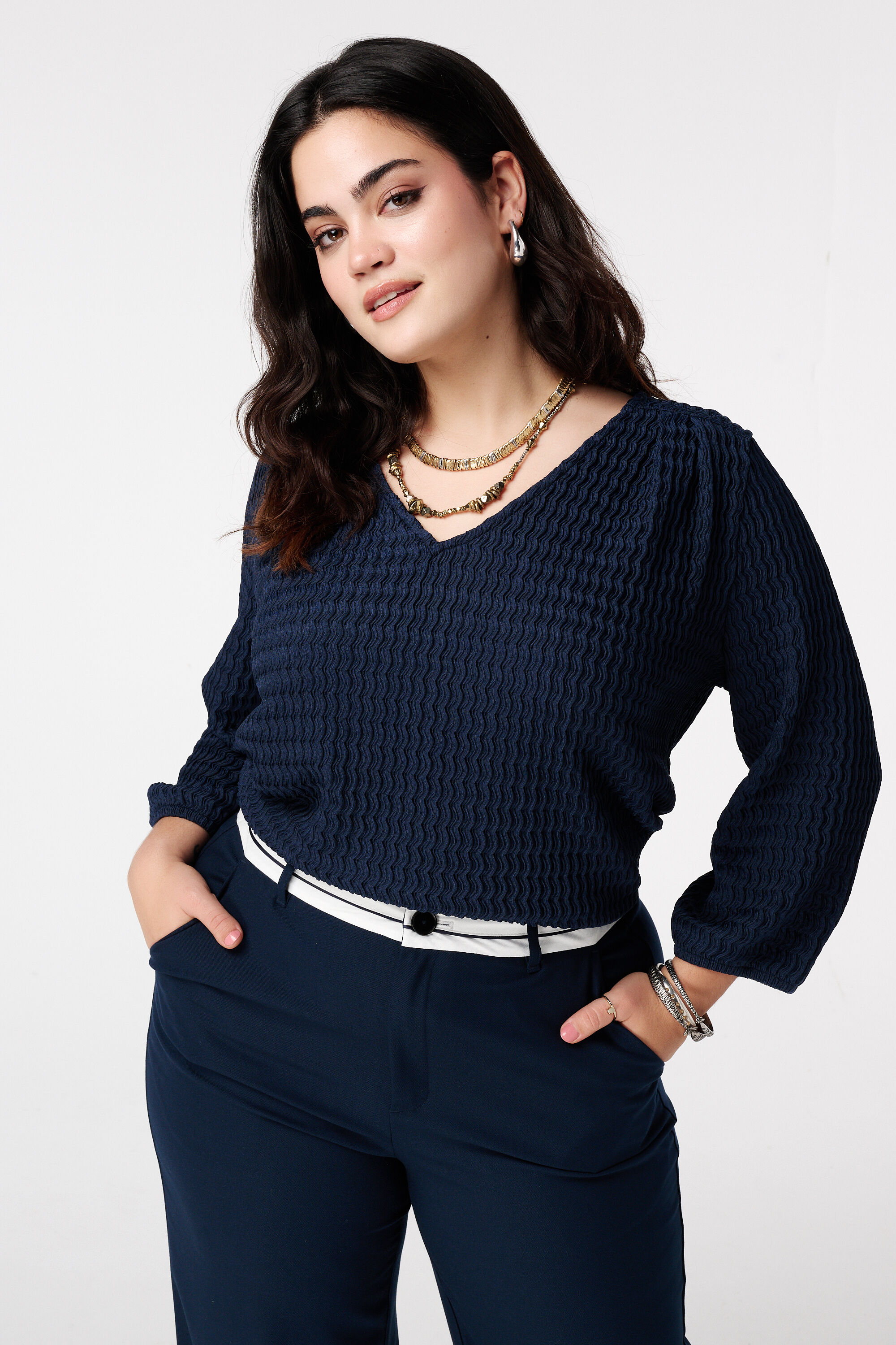 Jersey-Top mit Struktur