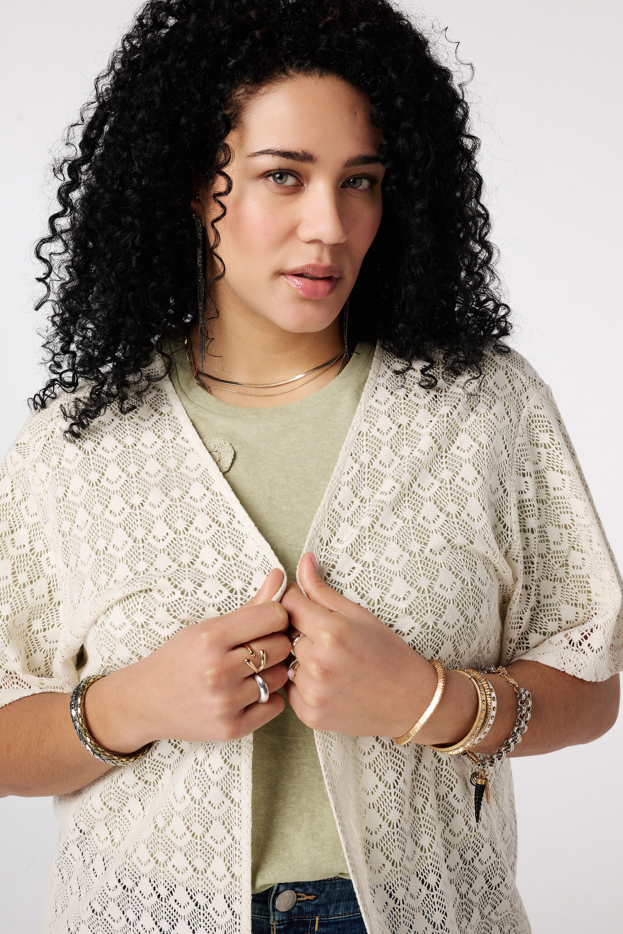 Lange Strickjacke mit Bindeg&uuml;rtel image number 4