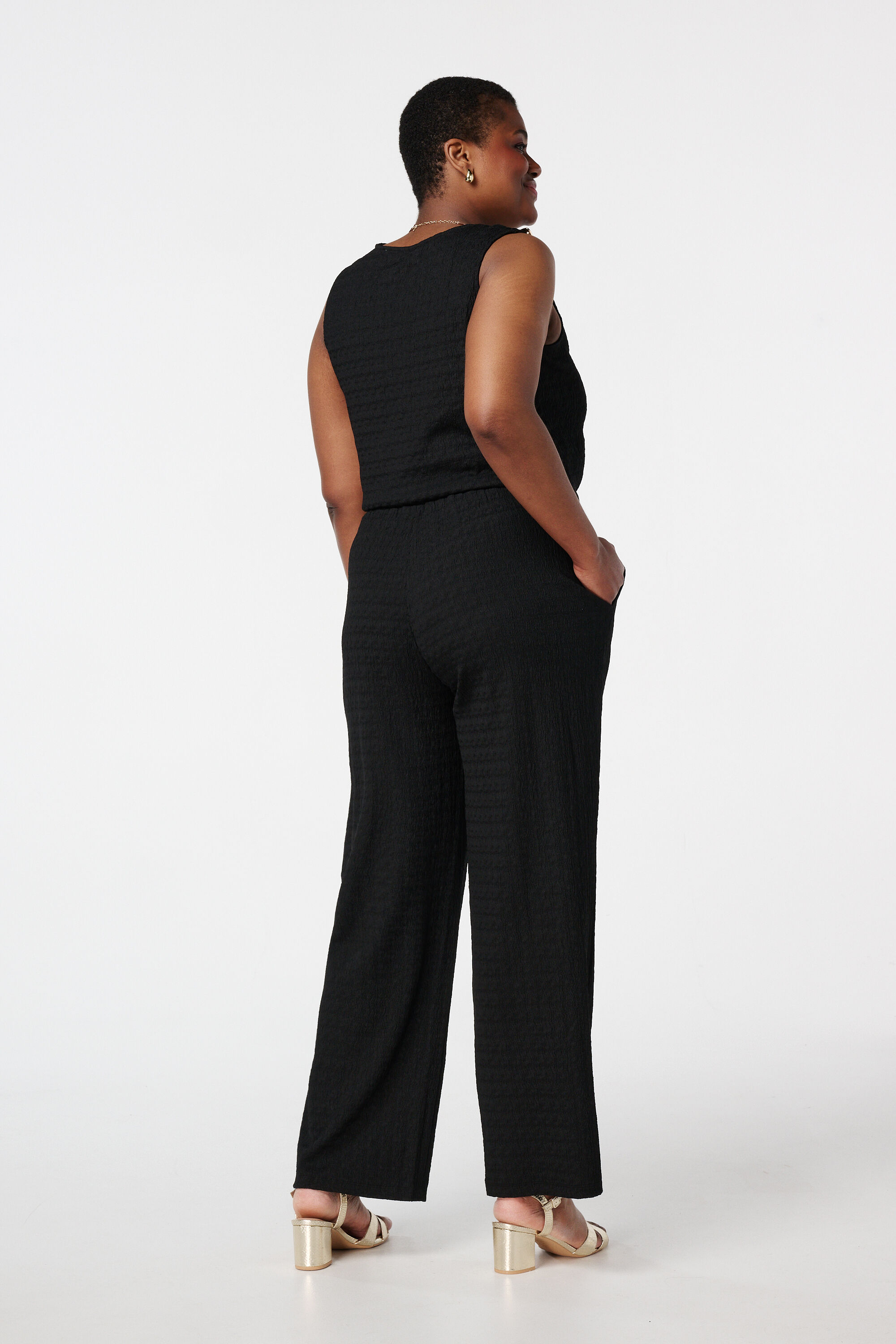 Strukturierte Hose mit Schleifenbund image number 3