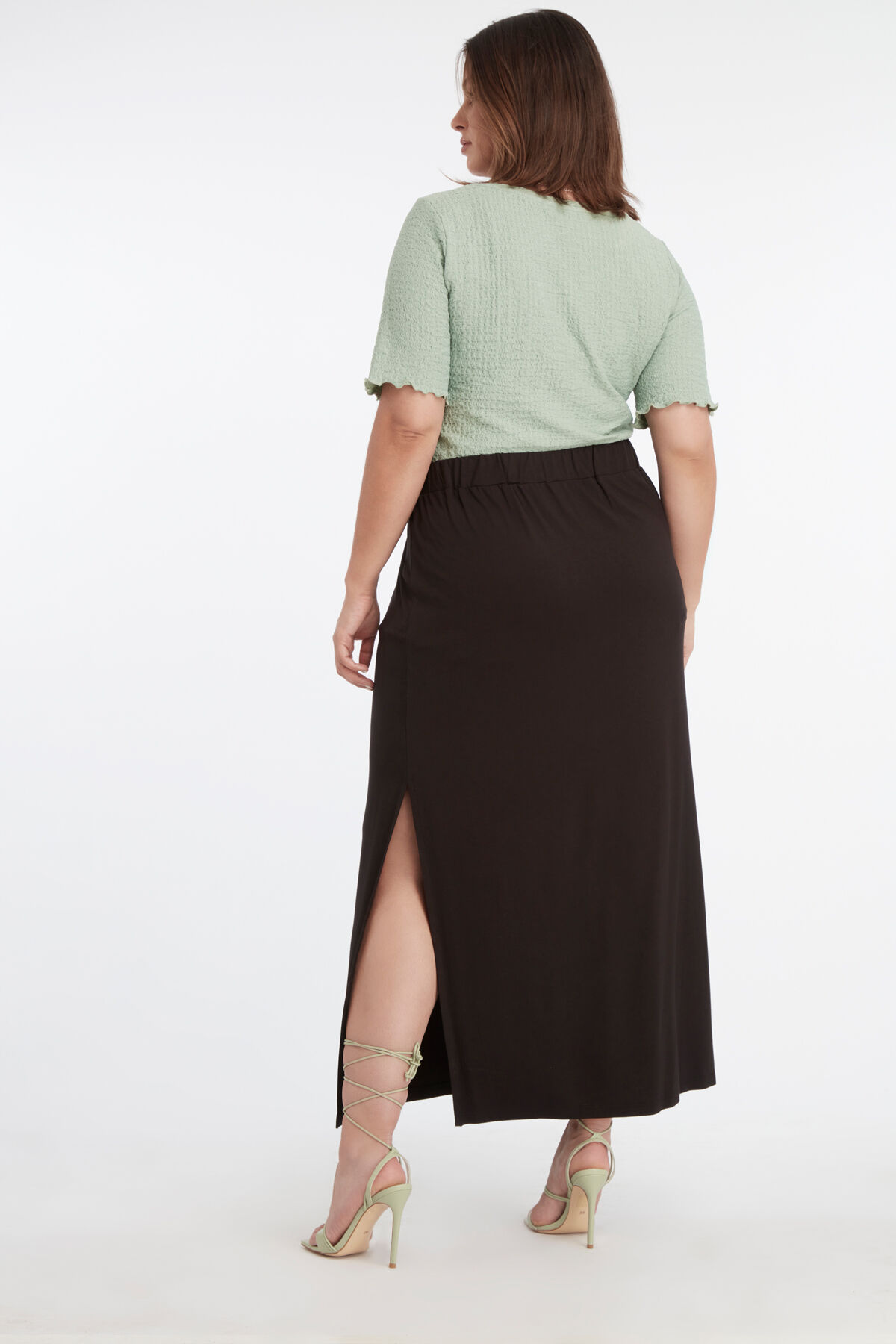 Langer, einfarbiger Rock mit Schlitz image number 4