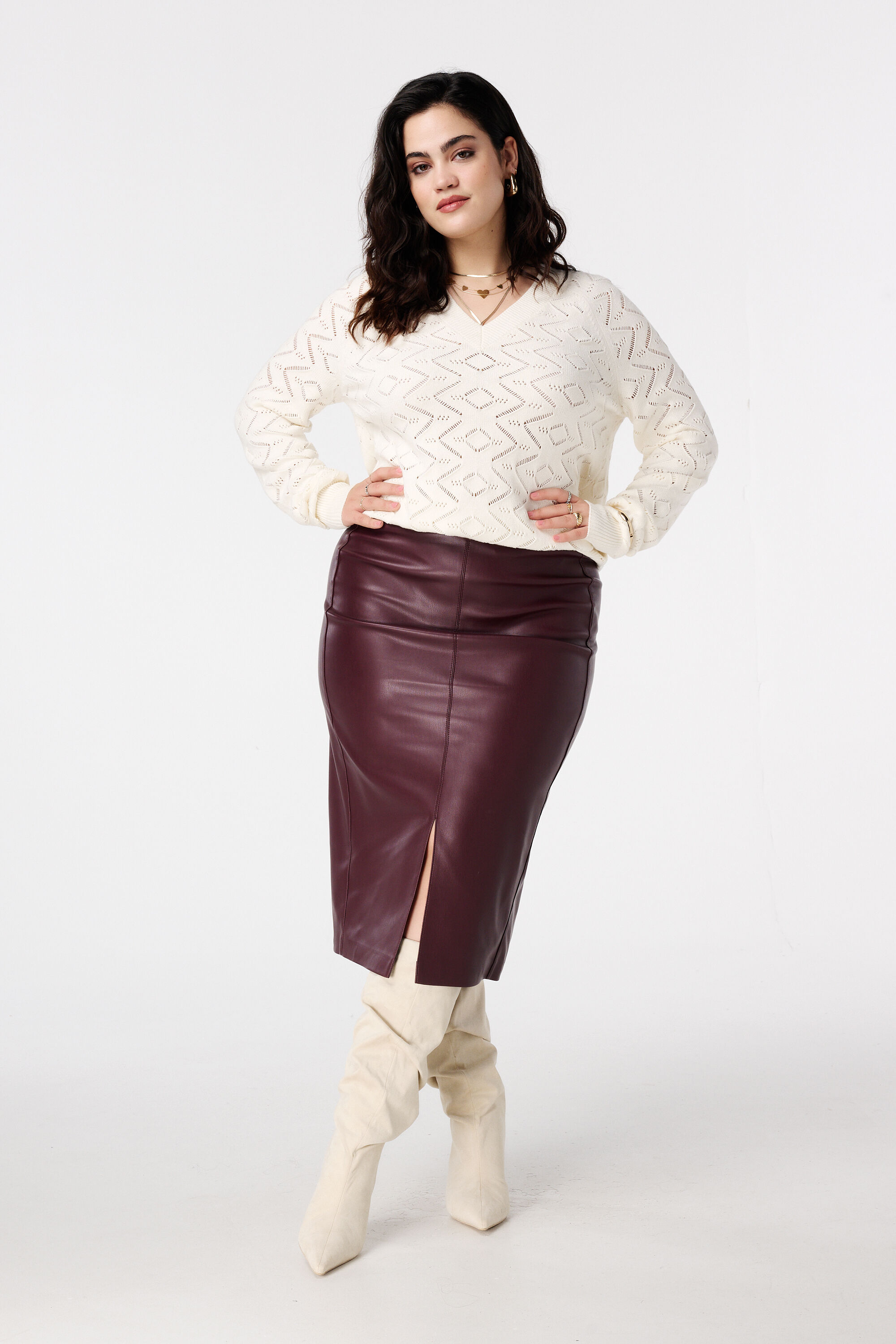 Midi-Rock aus PU-Kunstleder