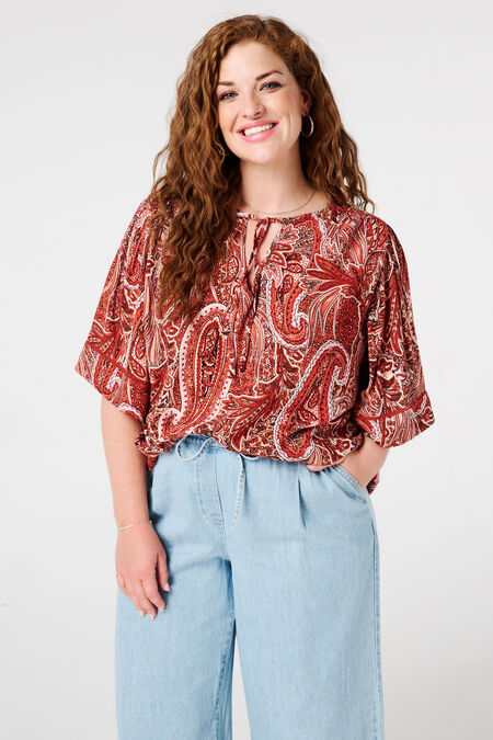 Bluse mit Druck und Schleifendetail Bluse mit Druck und Schleifendetail