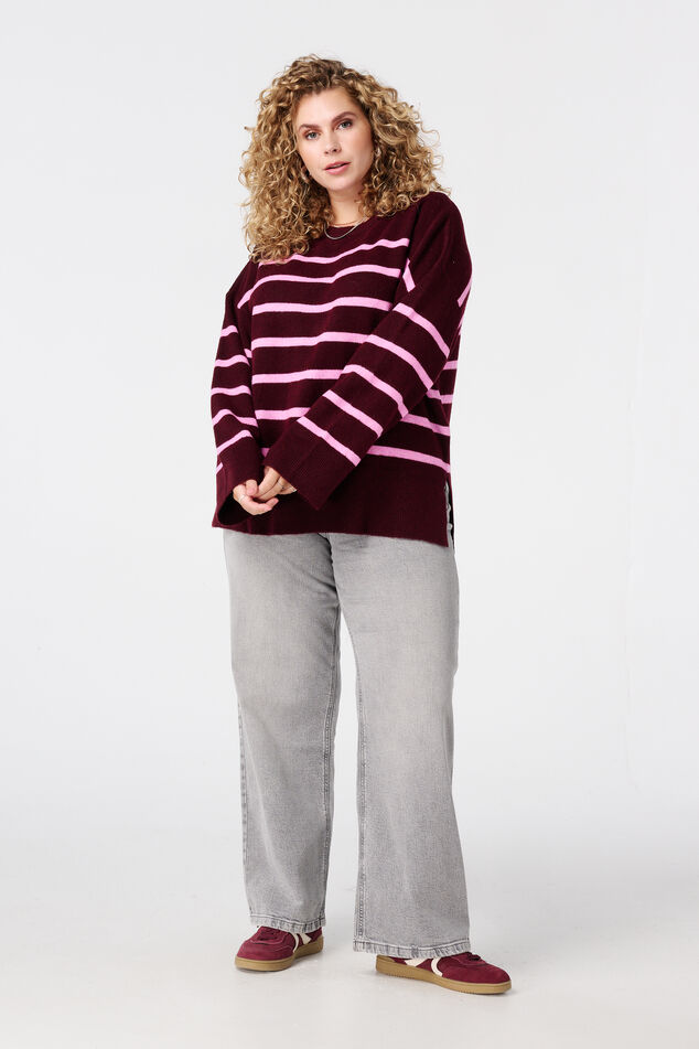 Strickpullover mit Streifen und Schlitz image number 5