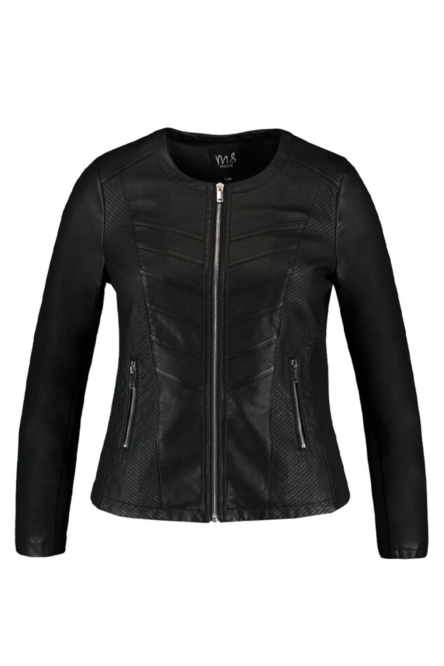 Biker-Jacke aus Kunstleder mit rundem Kragen image number 1