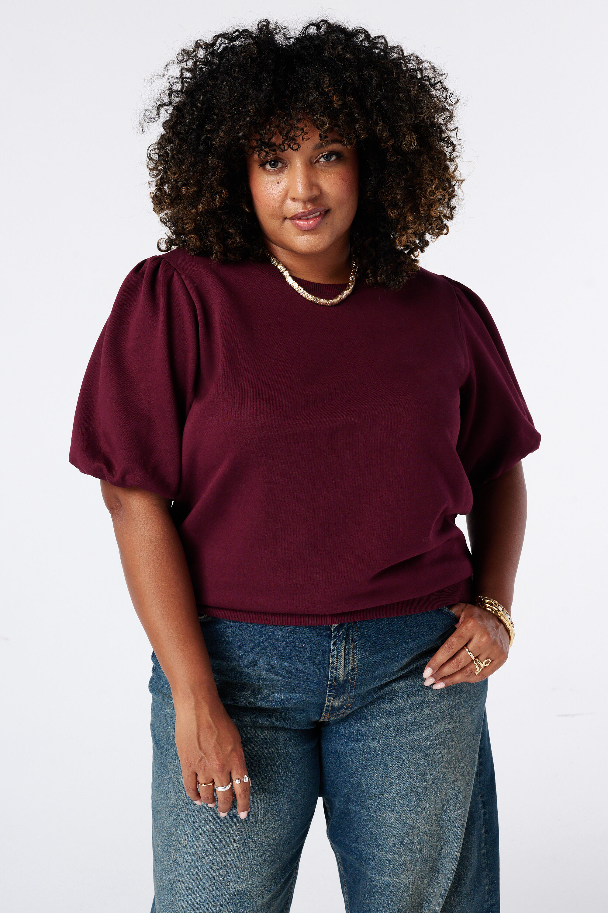Sweatshirt mit kurzen Puff&auml;rmeln