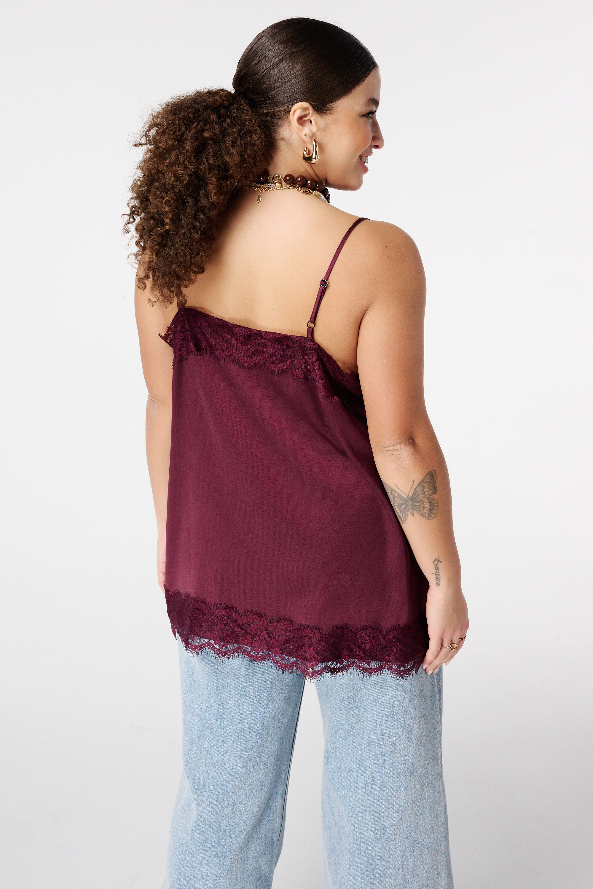 Spaghetti-Bluse mit Spitze image number 3