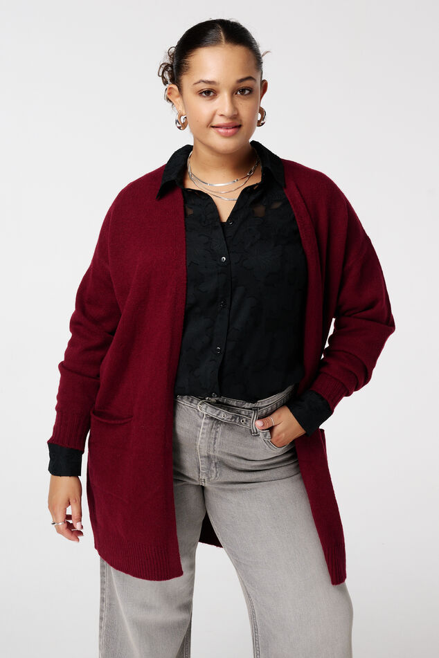 Mittellange Strickjacke mit Eingrifftaschen image number 0