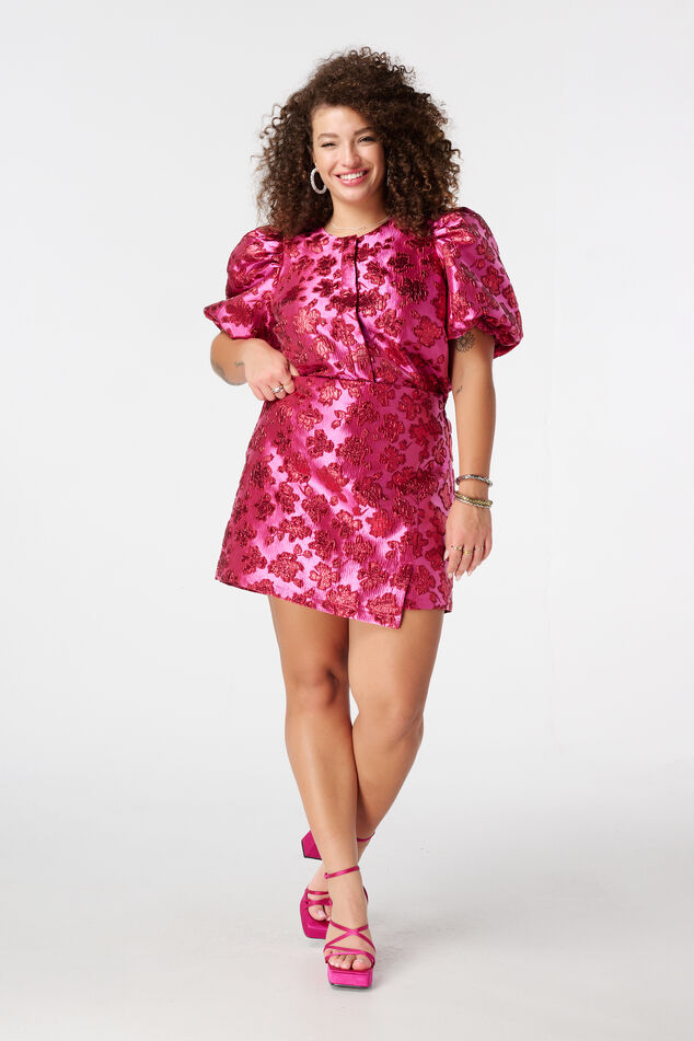 Glitzer-Jacquard-Rock in Wickeloptik image number 0