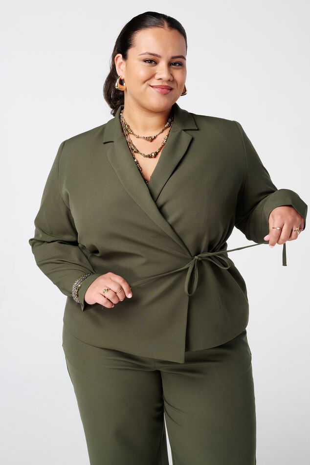 Oversize-Blazer mit Krawattengürtel image number 0