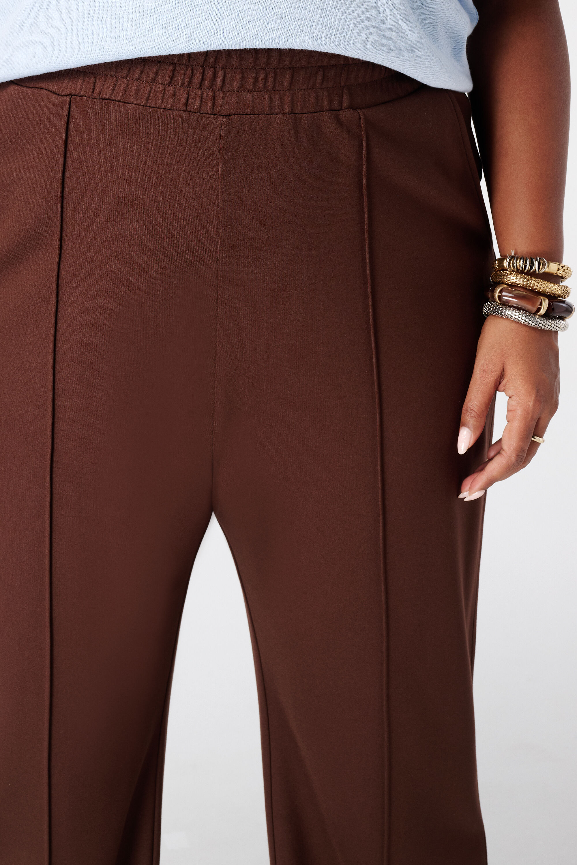 Wide Leg Stoffhose mit elastischem Bund image number 4