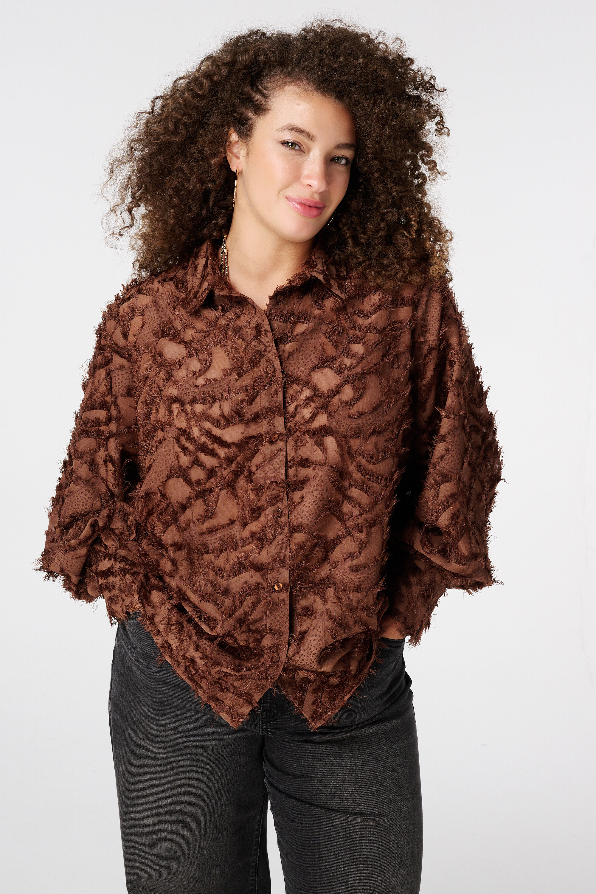 Flauschige Bluse mit Print