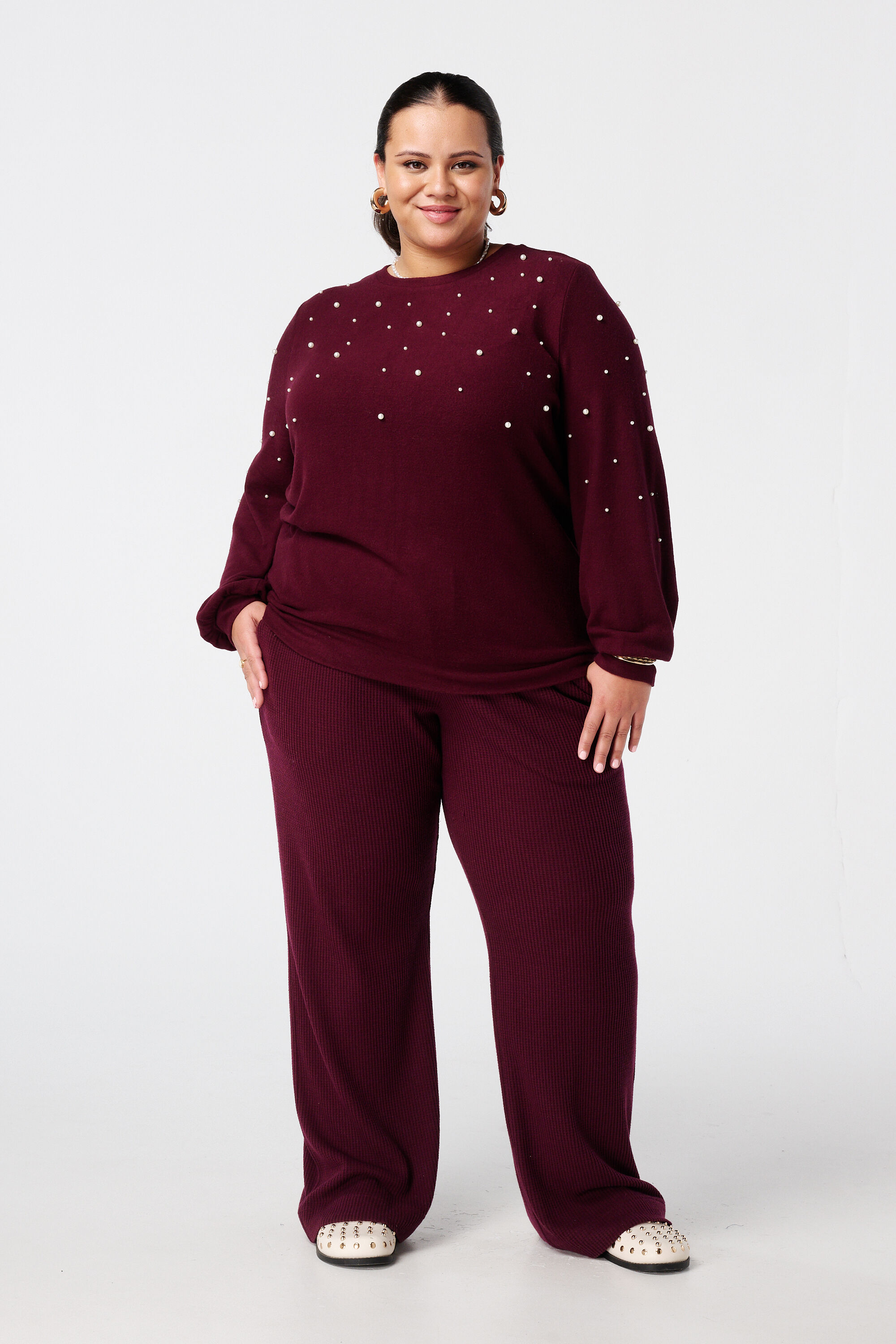 Brushed Sweater mit Perlenaufdruck image number 5