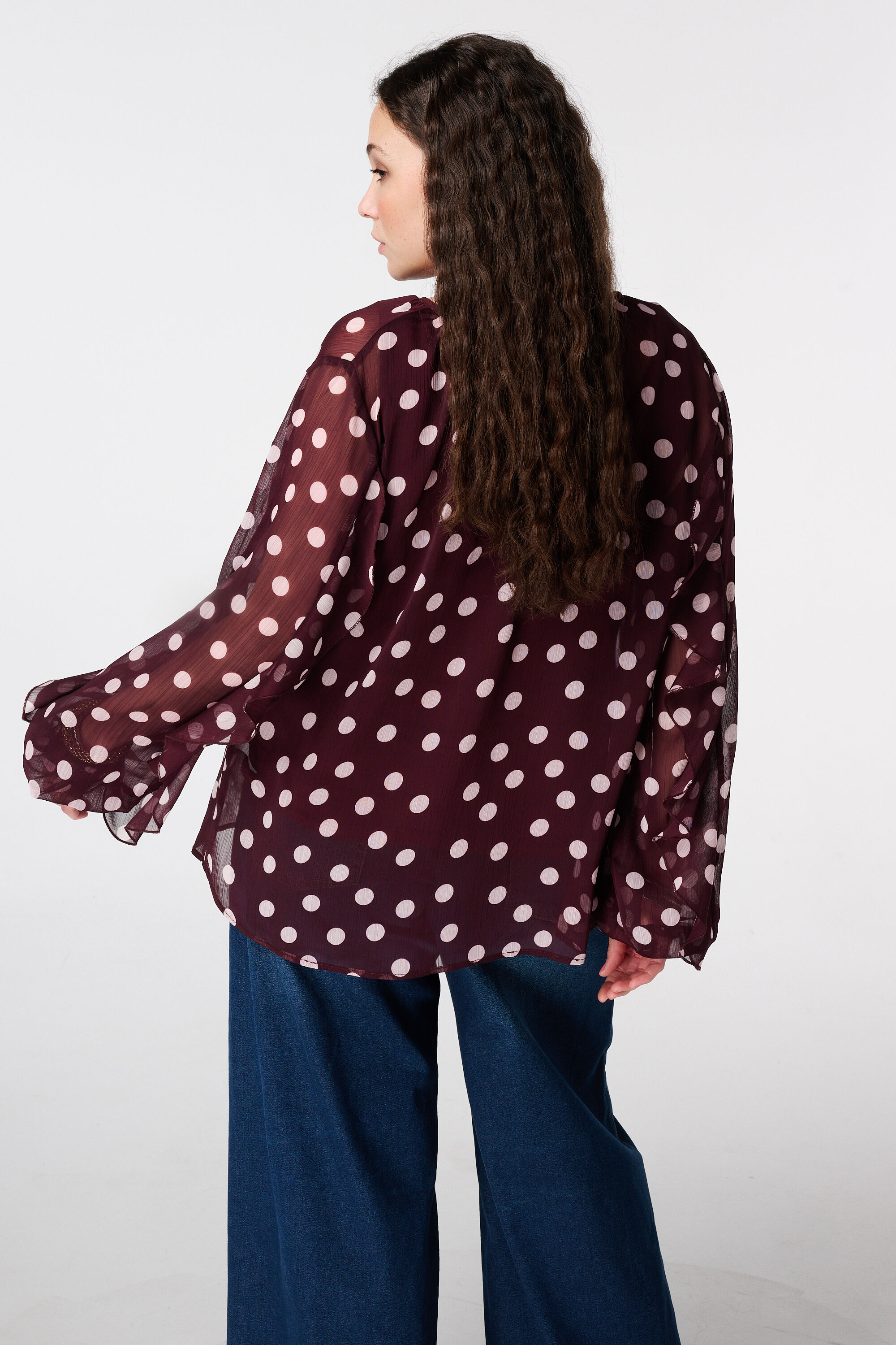 Bluse aus Mesh mit Volants image number 3