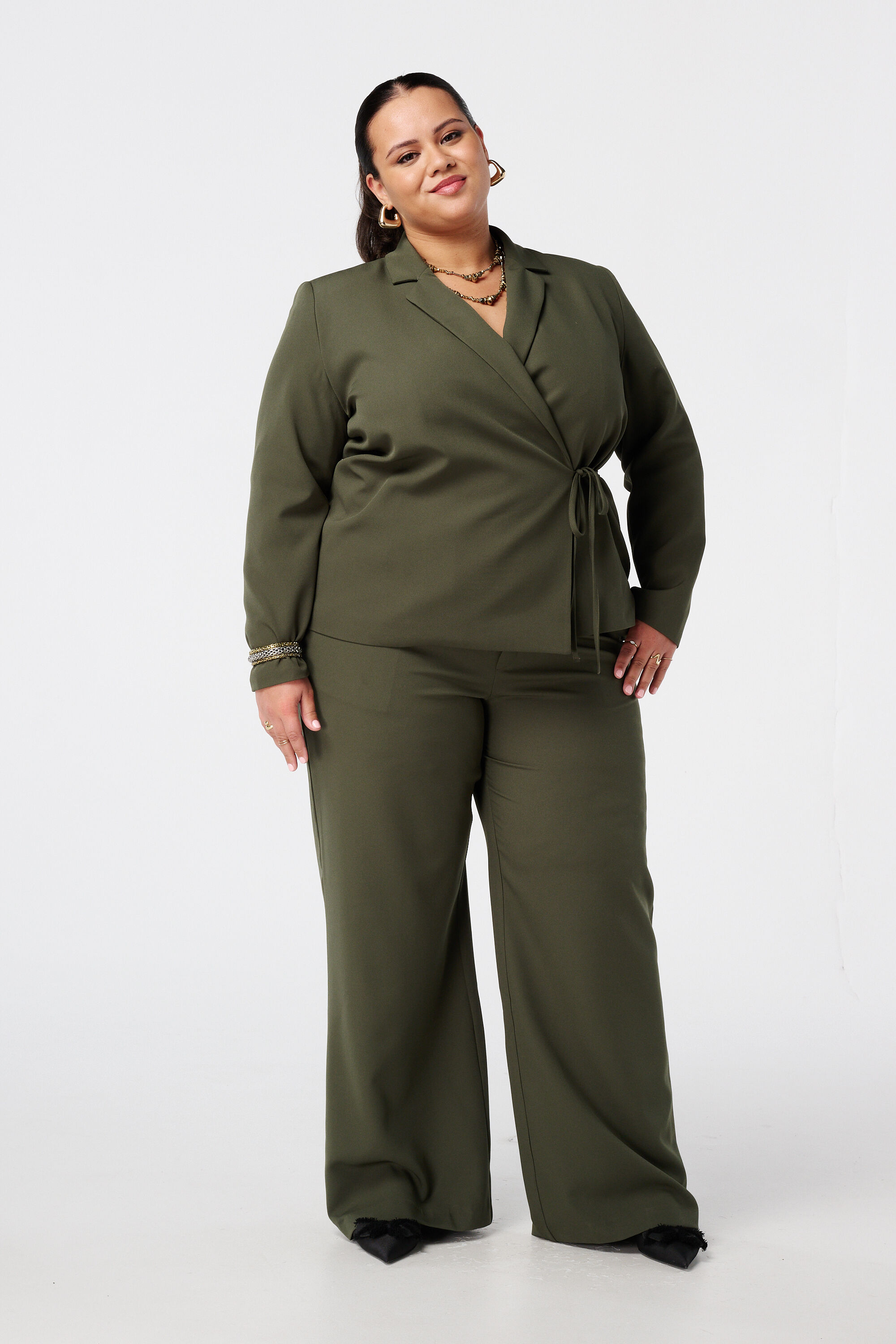 Oversize-Blazer mit Krawatteng&uuml;rtel image number 5