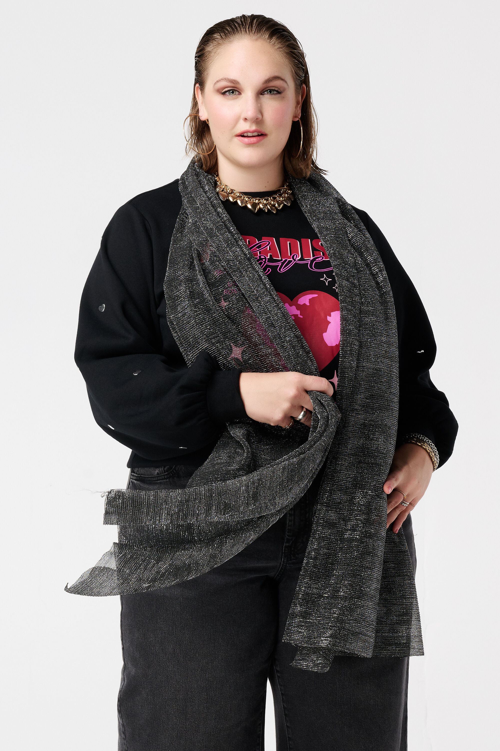 Plissierter Schal mit Lurex image number 0