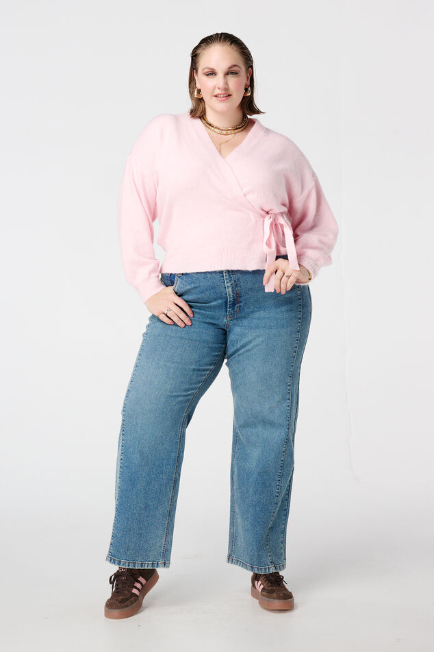 Wickelstrickjacke mit Bindegürtel image number 3