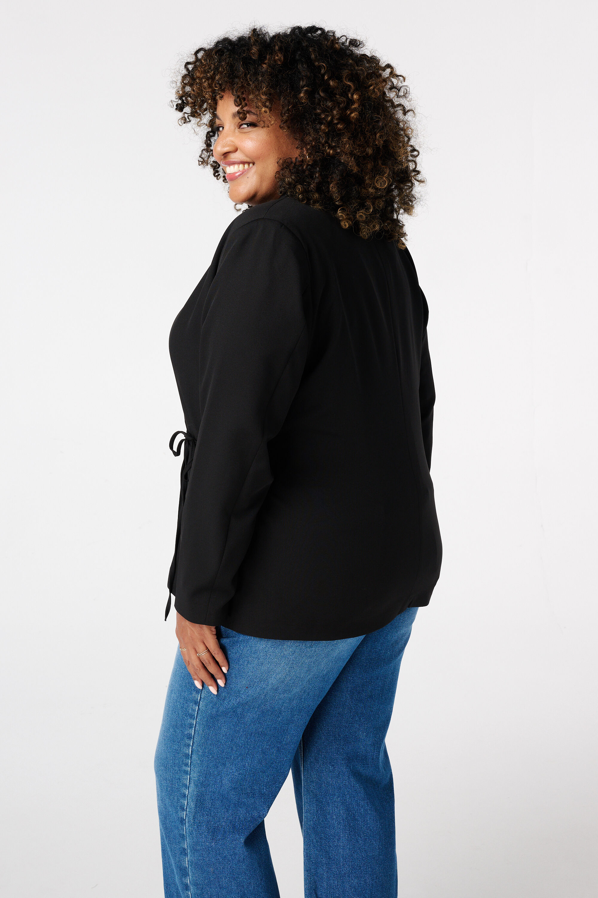 Oversize-Blazer mit Krawatteng&uuml;rtel image number 3