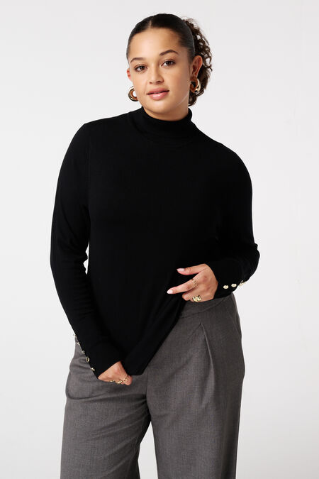 Pullover mit Rollkragen und Zierknöpfen Pullover mit Rollkragen und Zierknöpfen