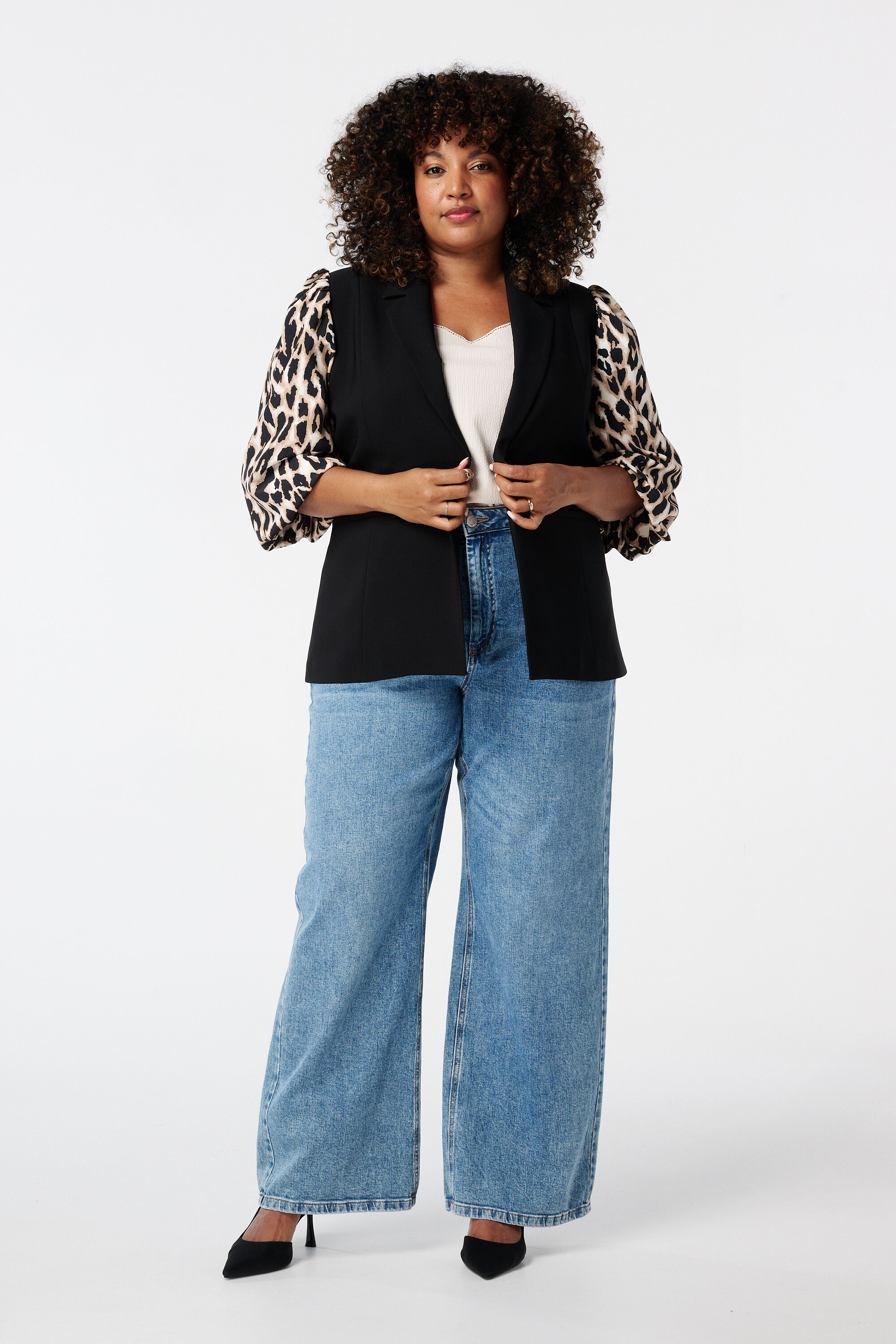 Blazer mit Leopard-Print und Puff&auml;rmeln image number 5