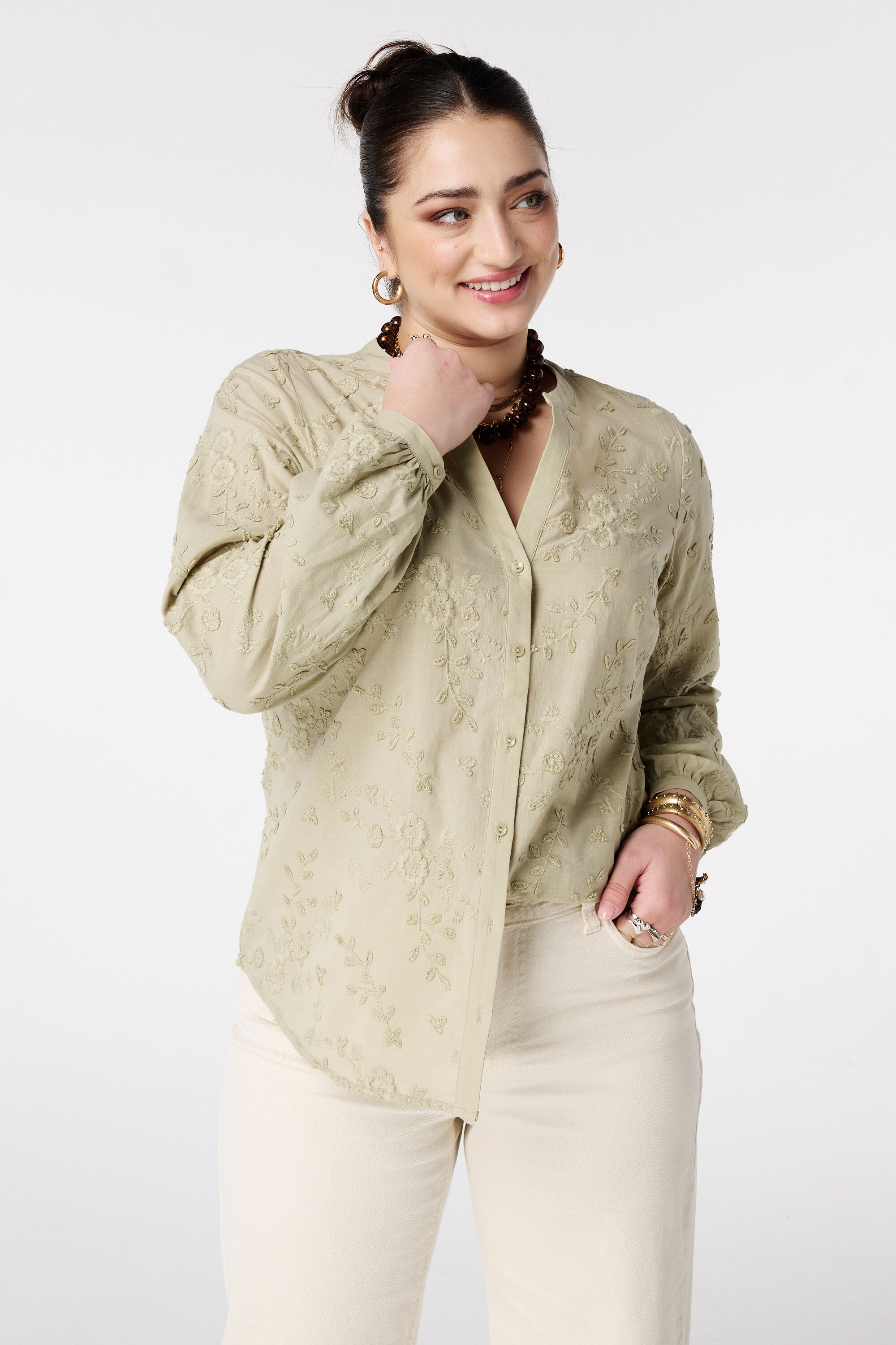 Bluse mit 3D-Blumenprint