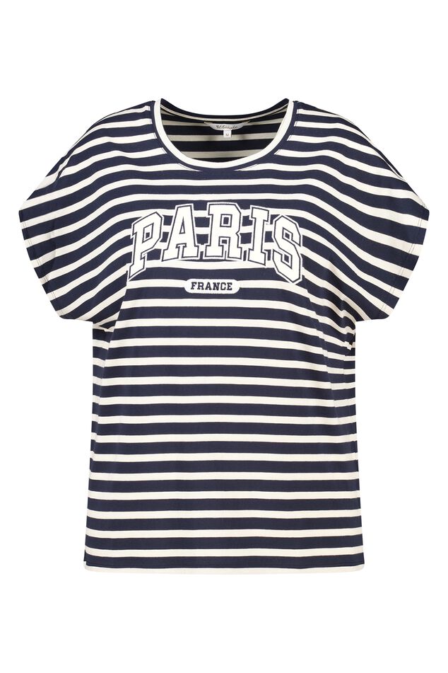 Gestreiftes T-Shirt mit Print  image number 1