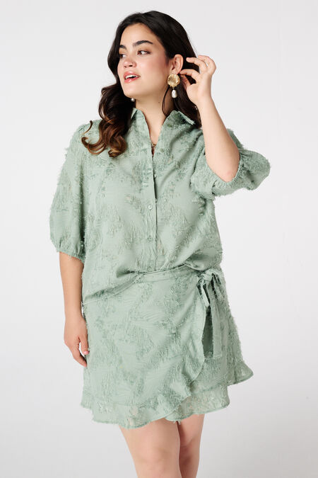 Bluse mit Struktur und Ballonärmeln Bluse mit Struktur und Ballonärmeln