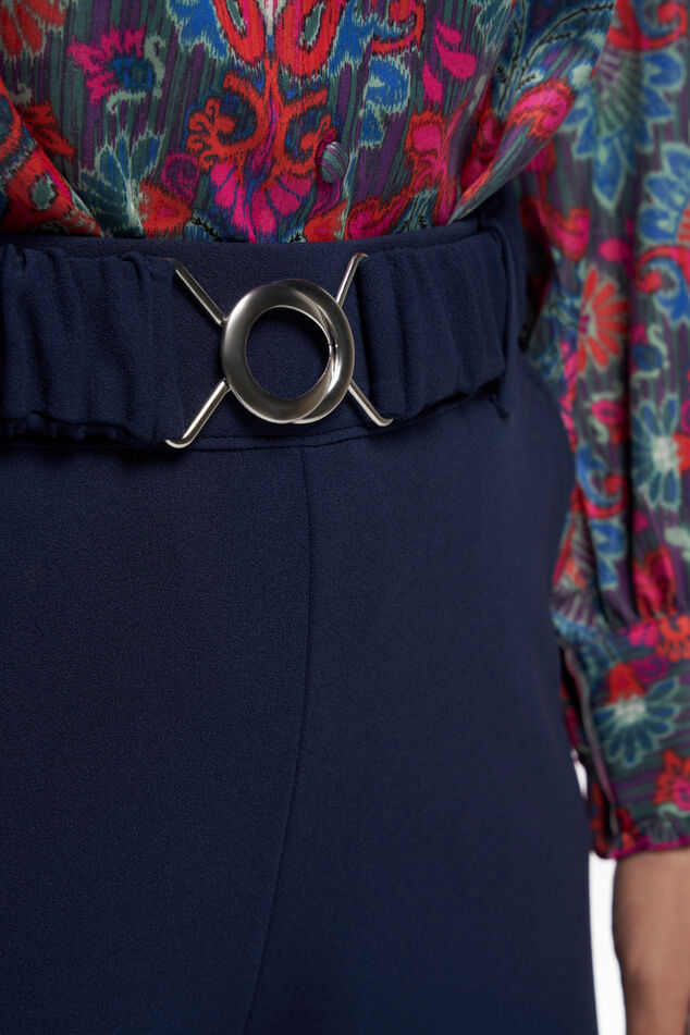 Damen Hose mit dazu passendem Gürtel Navyblau | MS Mode