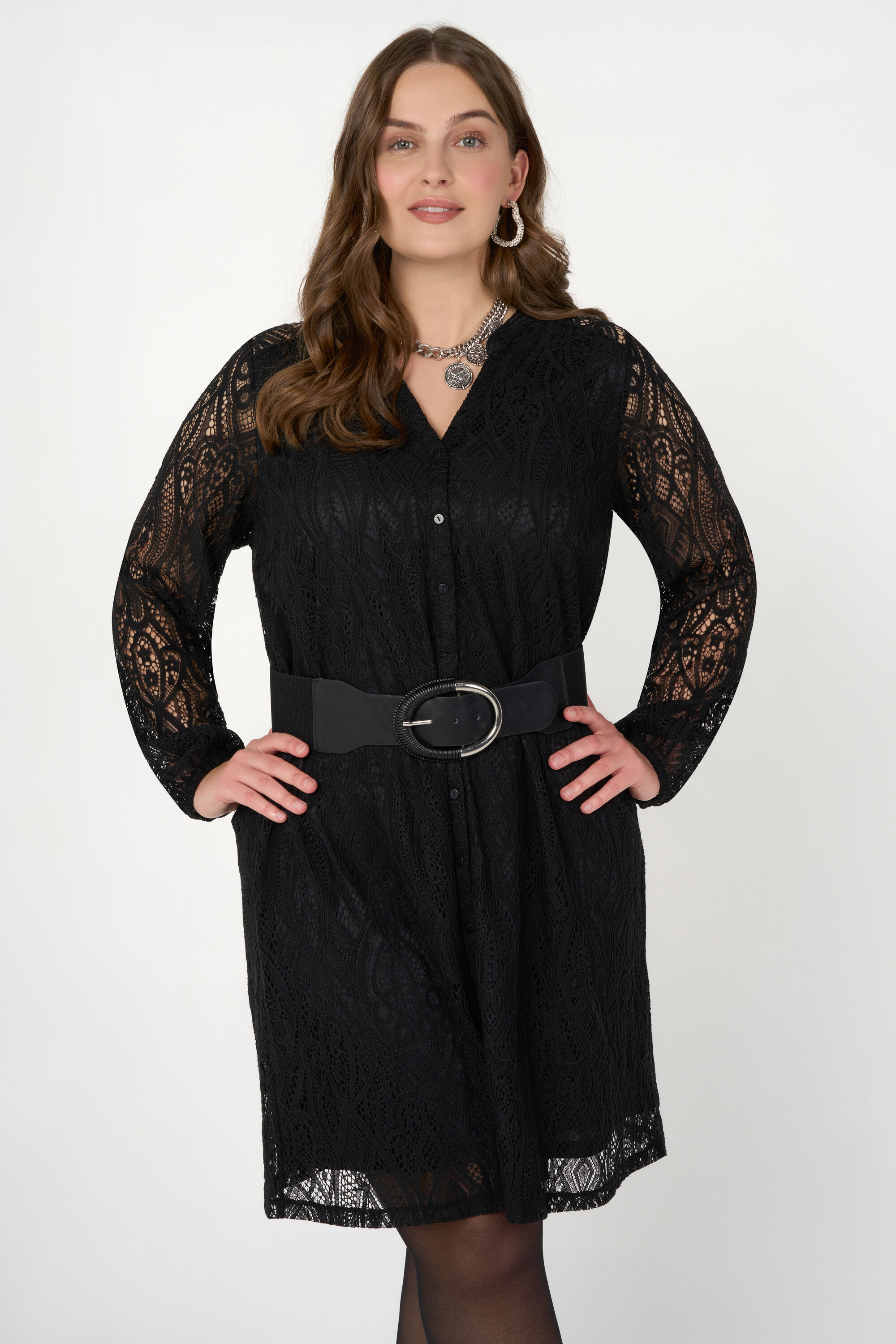 Midikleid mit Spitzenelement image number 6